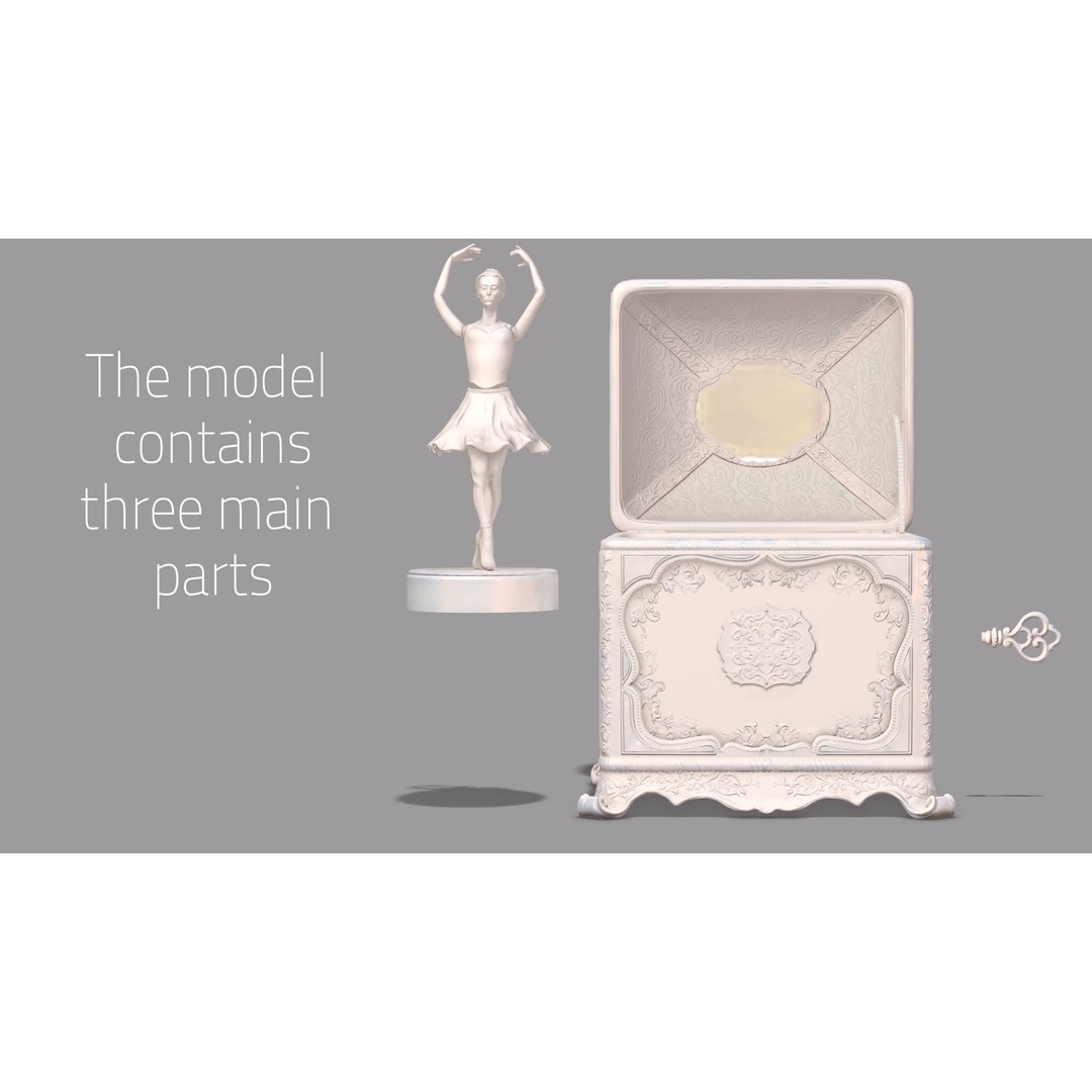 Rotating Ballerina Music Box 3D Model – Low Poly Animated Toy, FBX - View 10