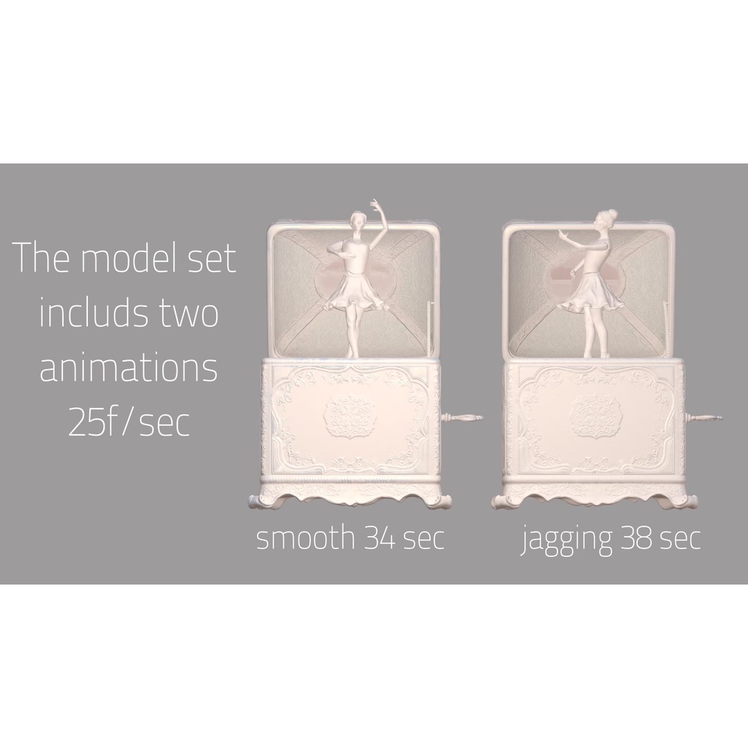 Rotating Ballerina Music Box 3D Model – Low Poly Animated Toy, FBX - View 12