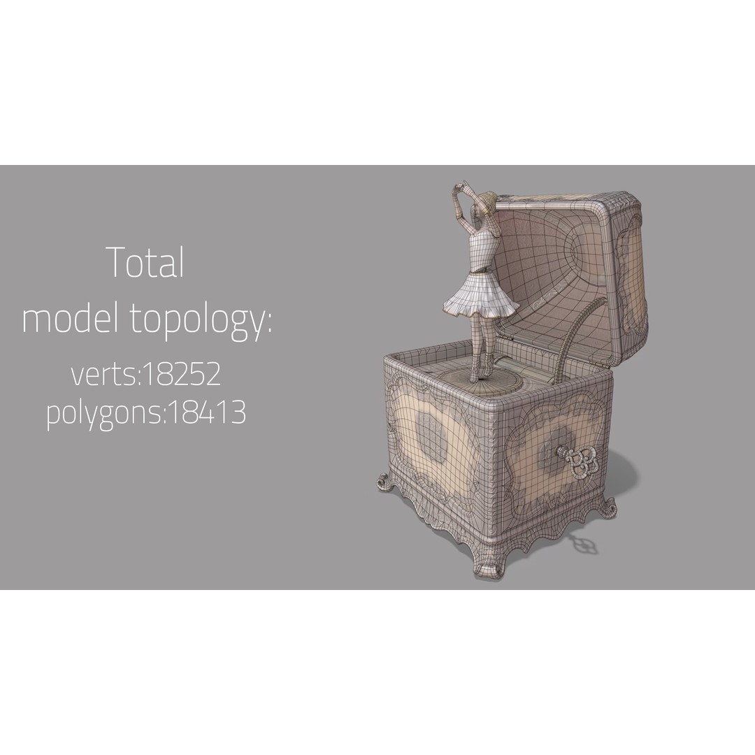 Rotating Ballerina Music Box 3D Model – Low Poly Animated Toy, FBX - View 13