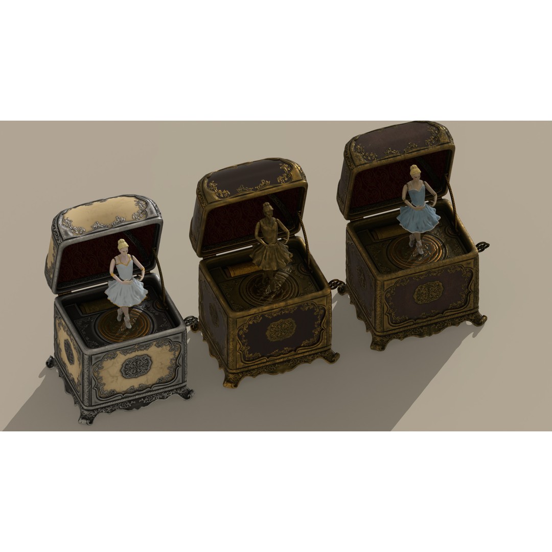Rotating Ballerina Music Box 3D Model – Low Poly Animated Toy, FBX - View 18