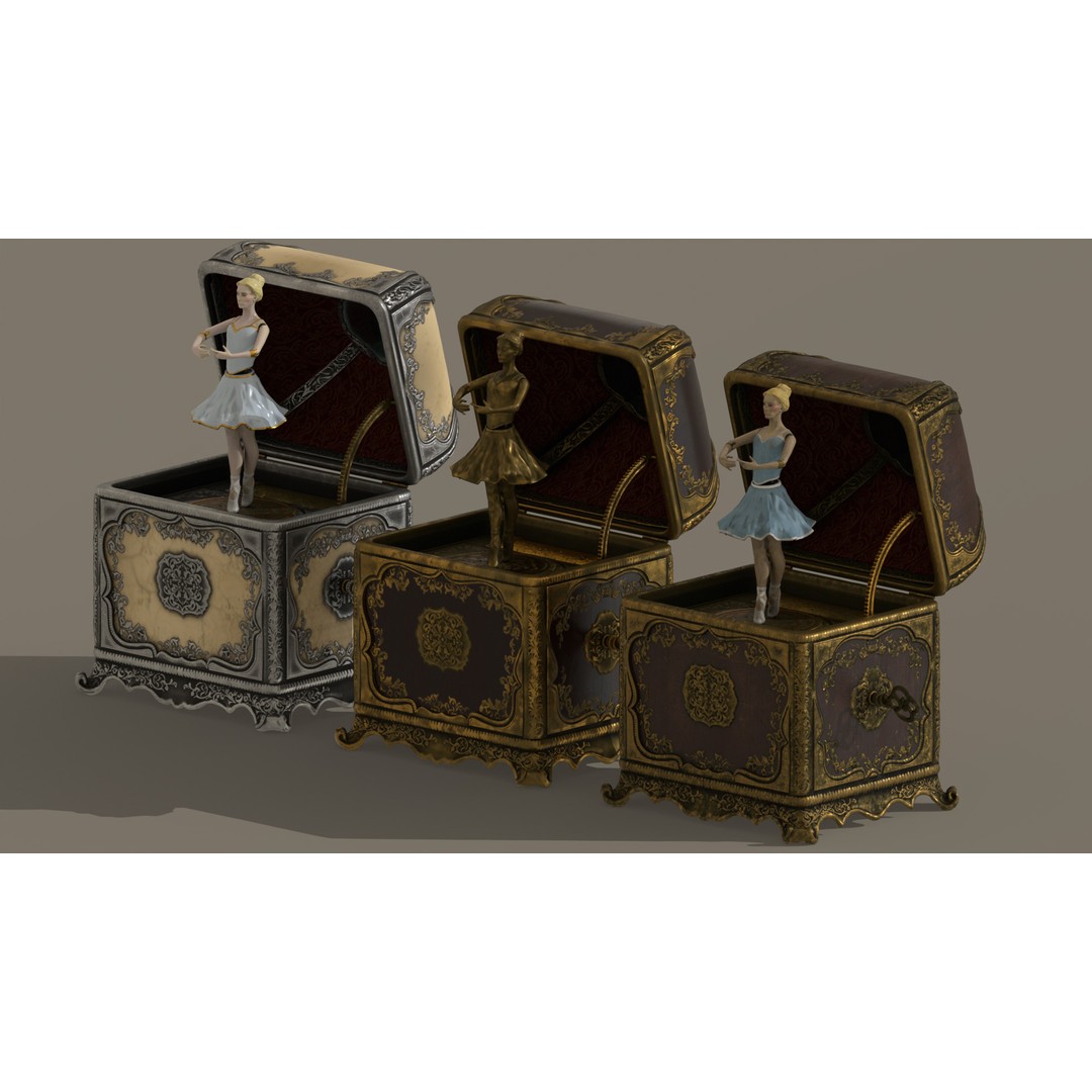 Rotating Ballerina Music Box 3D Model – Low Poly Animated Toy, FBX - View 19