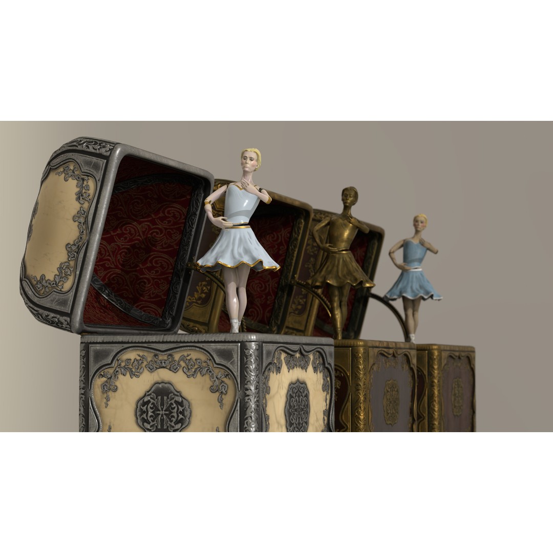 Rotating Ballerina Music Box 3D Model – Low Poly Animated Toy, FBX - View 20
