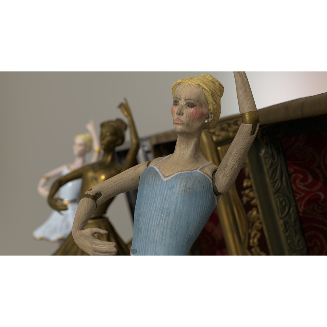 Rotating Ballerina Music Box 3D Model – Low Poly Animated Toy, FBX - View 21