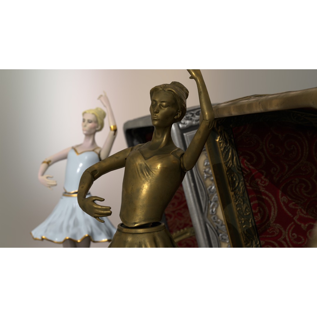 Rotating Ballerina Music Box 3D Model – Low Poly Animated Toy, FBX - View 23