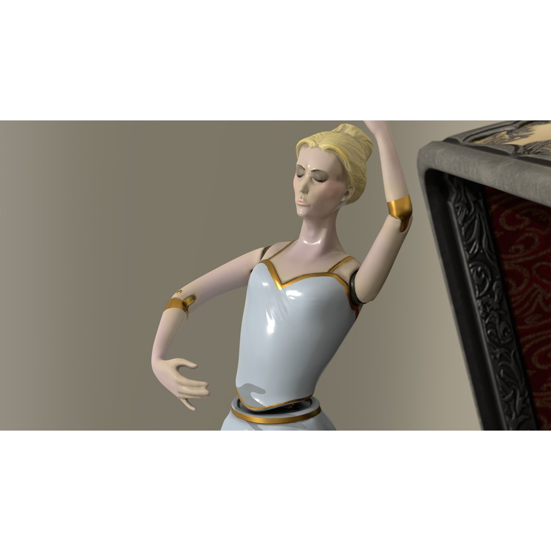 Rotating Ballerina Music Box 3D Model – Low Poly Animated Toy, FBX - View 24