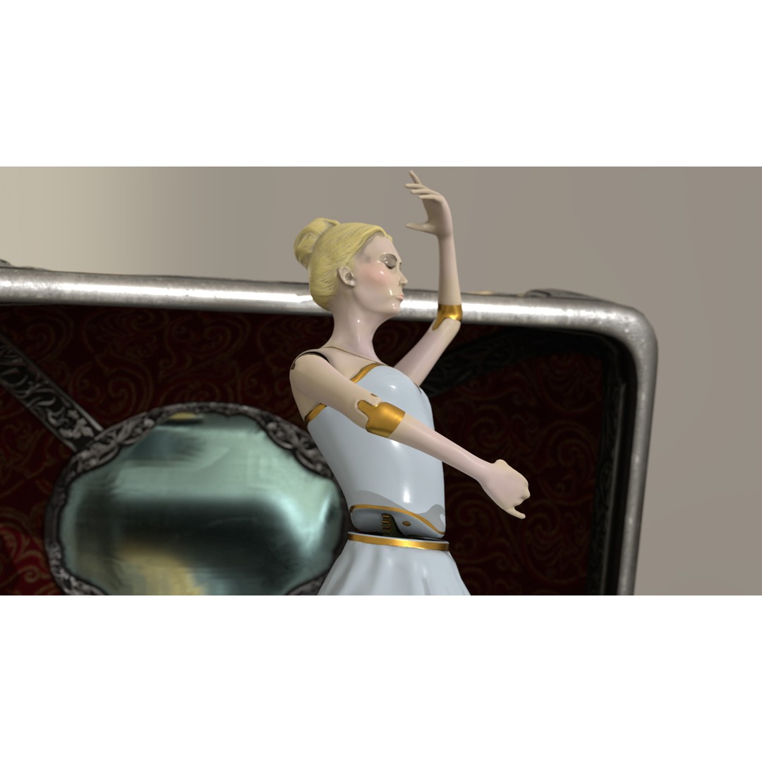 Rotating Ballerina Music Box 3D Model – Low Poly Animated Toy, FBX - View 25
