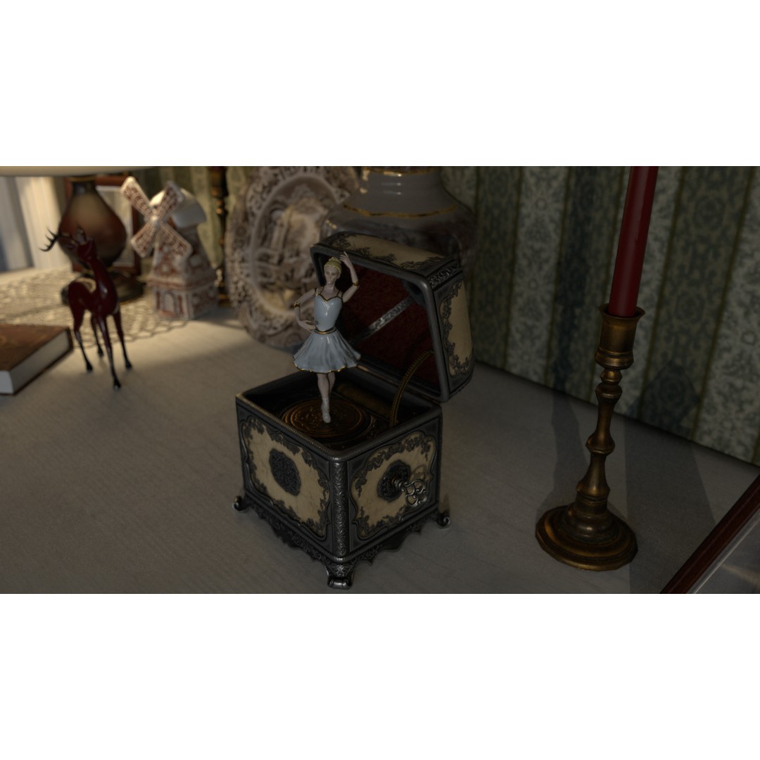 Rotating Ballerina Music Box 3D Model – Low Poly Animated Toy, FBX - View 4
