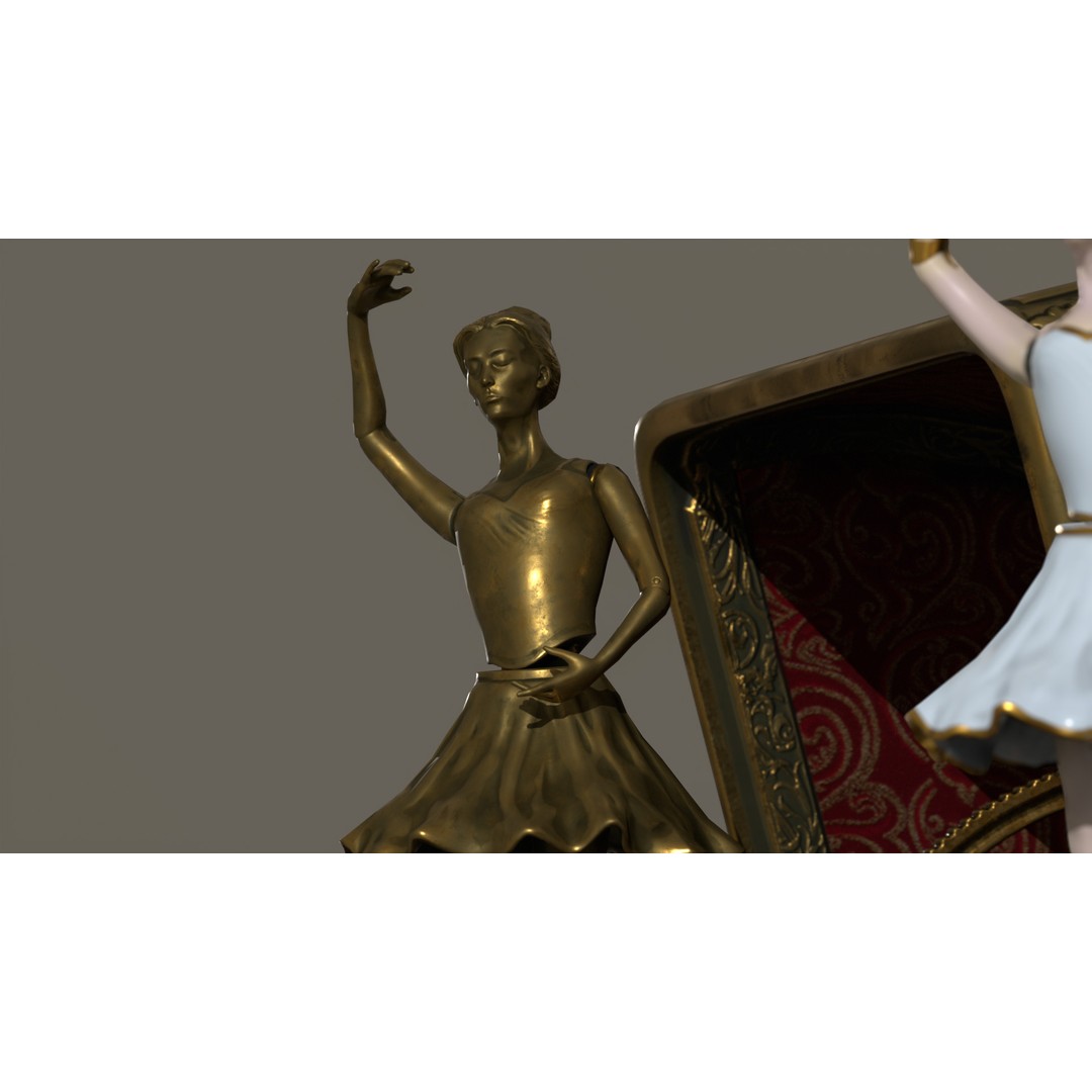 Rotating Ballerina Music Box 3D Model – Low Poly Animated Toy, FBX - View 40