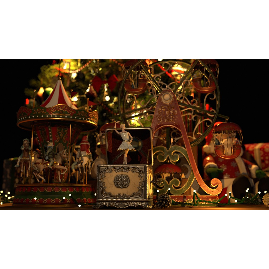 Rotating Ballerina Music Box 3D Model – Low Poly Animated Toy, FBX - View 47