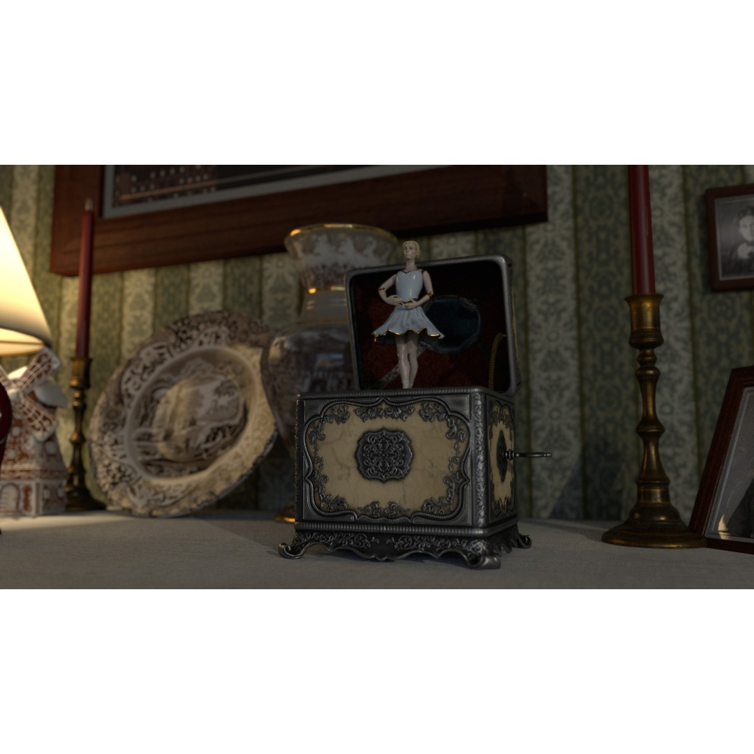 Rotating Ballerina Music Box 3D Model – Low Poly Animated Toy, FBX - View 5