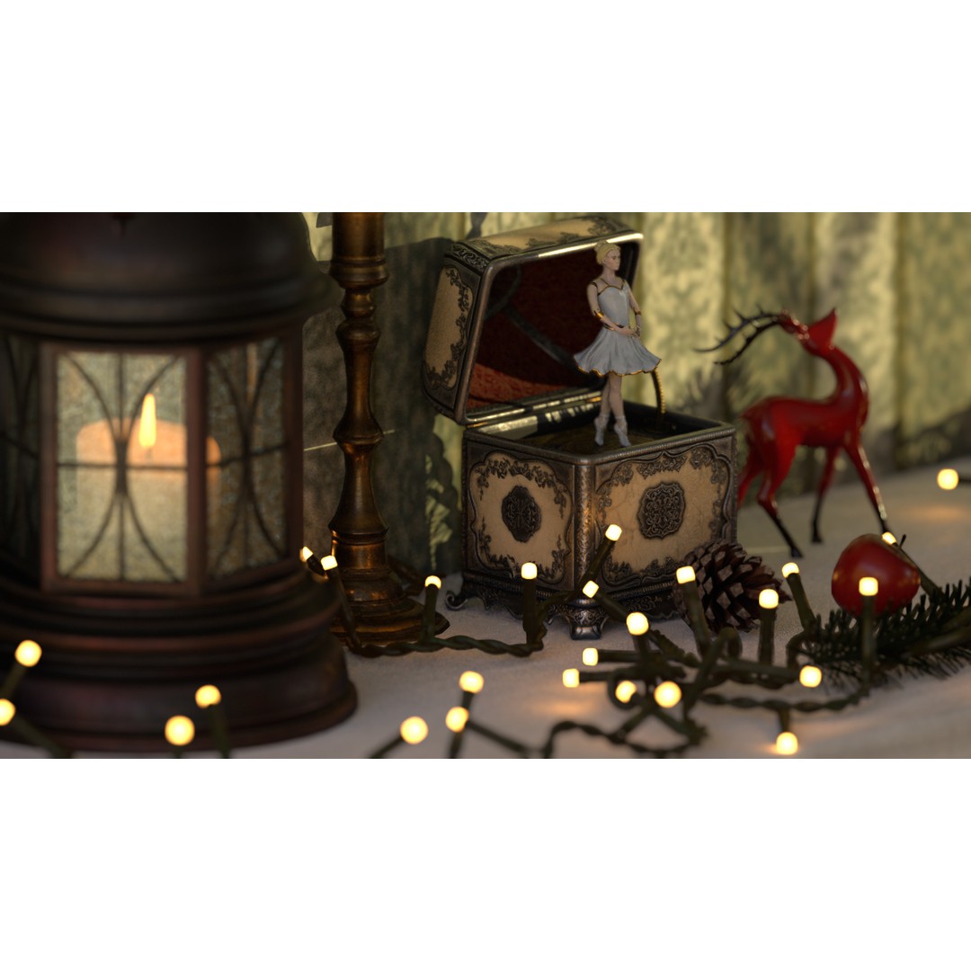 Rotating Ballerina Music Box 3D Model – Low Poly Animated Toy, FBX - View 58