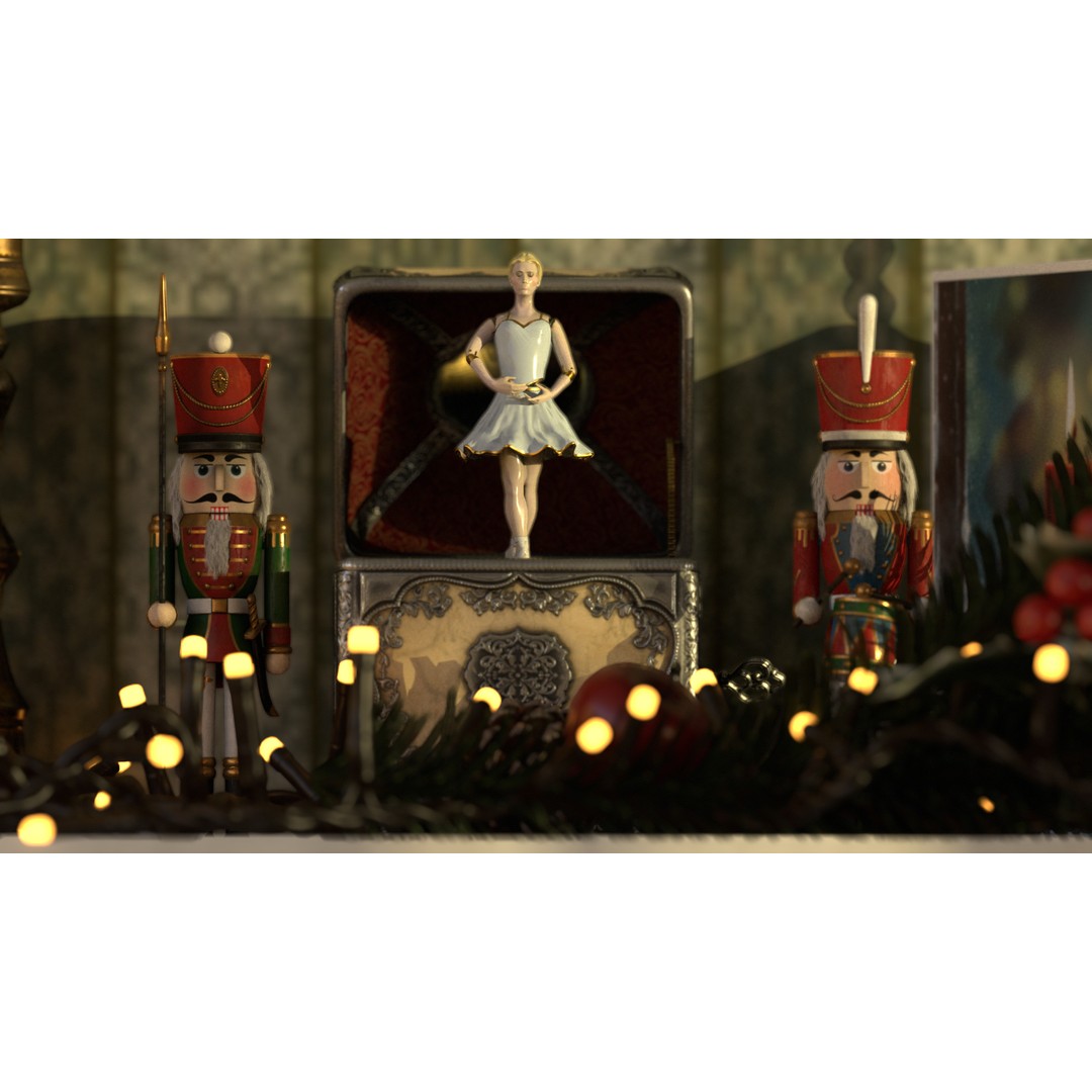 Rotating Ballerina Music Box 3D Model – Low Poly Animated Toy, FBX - View 64