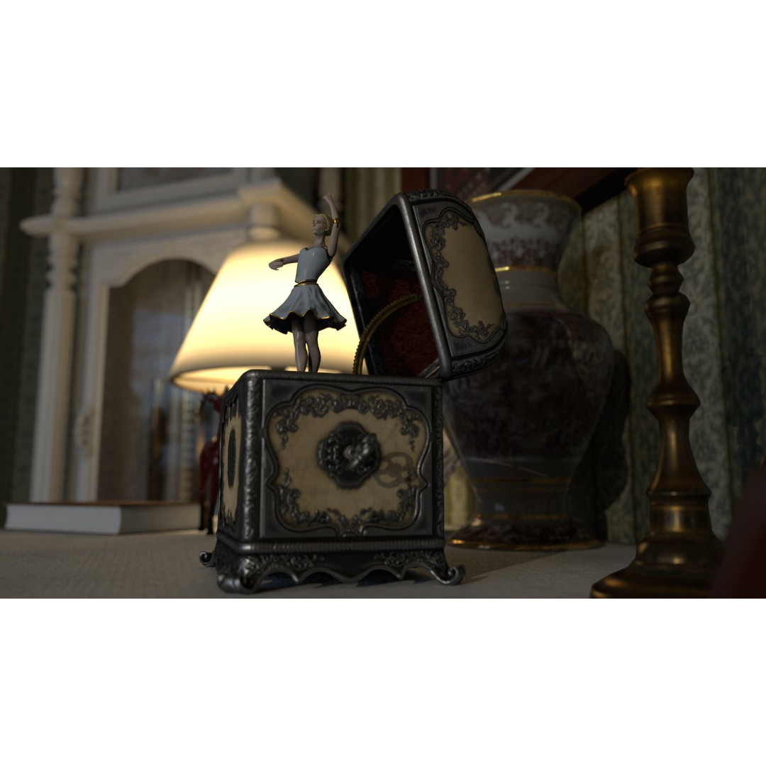 Rotating Ballerina Music Box 3D Model – Low Poly Animated Toy, FBX - View 7