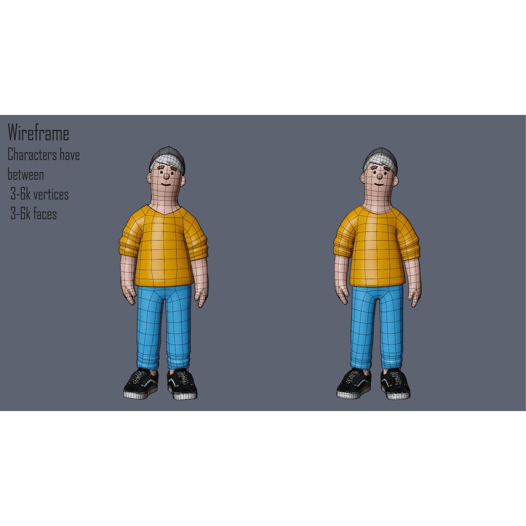 Cartoon Characters 3D Model – Low-Poly Rigged Pack with Animations - View 11