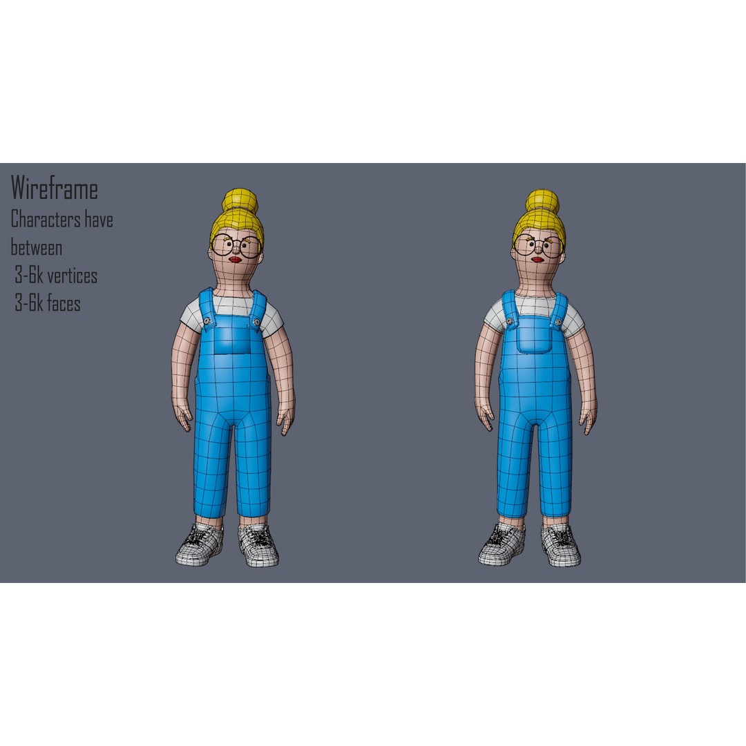 Cartoon Characters 3D Model – Low-Poly Rigged Pack with Animations - View 12