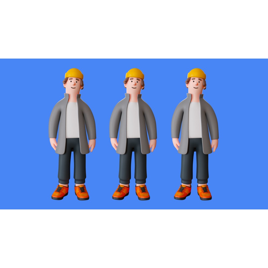 Cartoon Characters 3D Model – Low-Poly Rigged Pack with Animations - View 21