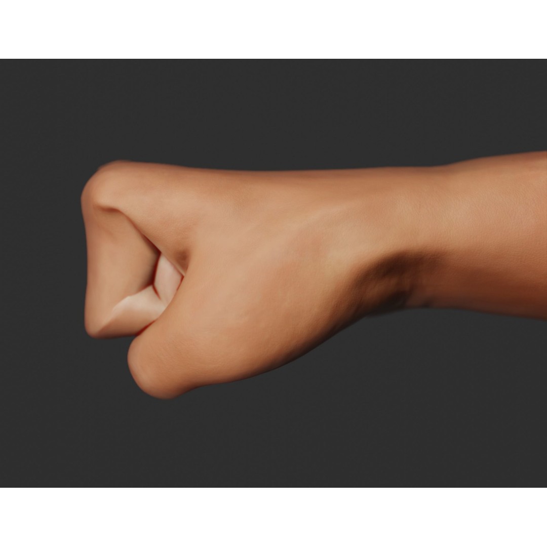 Female Right Hand 3D Model – Rigged Low-Poly Game Asset, Blender, FBX, OBJ - View 12