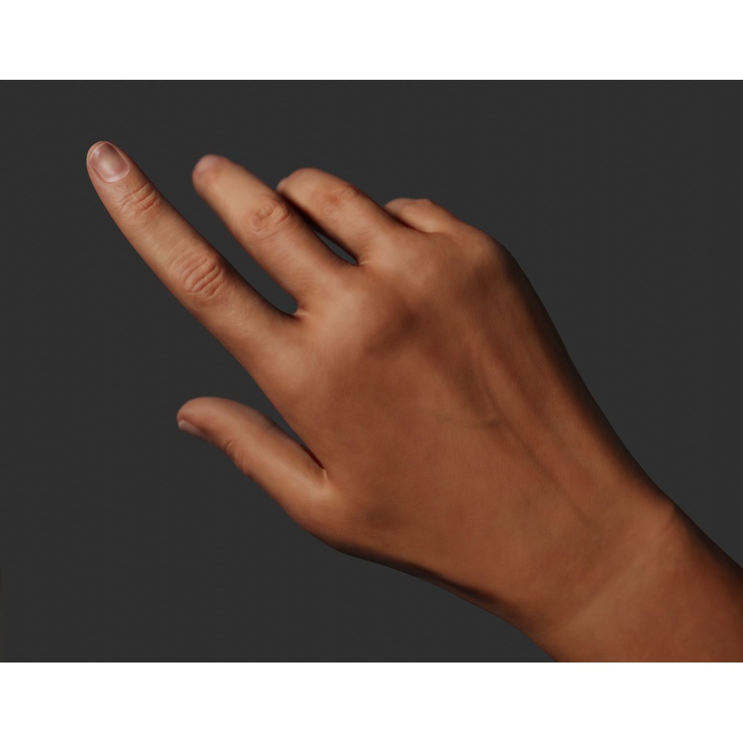Female Right Hand 3D Model – Rigged Low-Poly Game Asset, Blender, FBX, OBJ - View 5