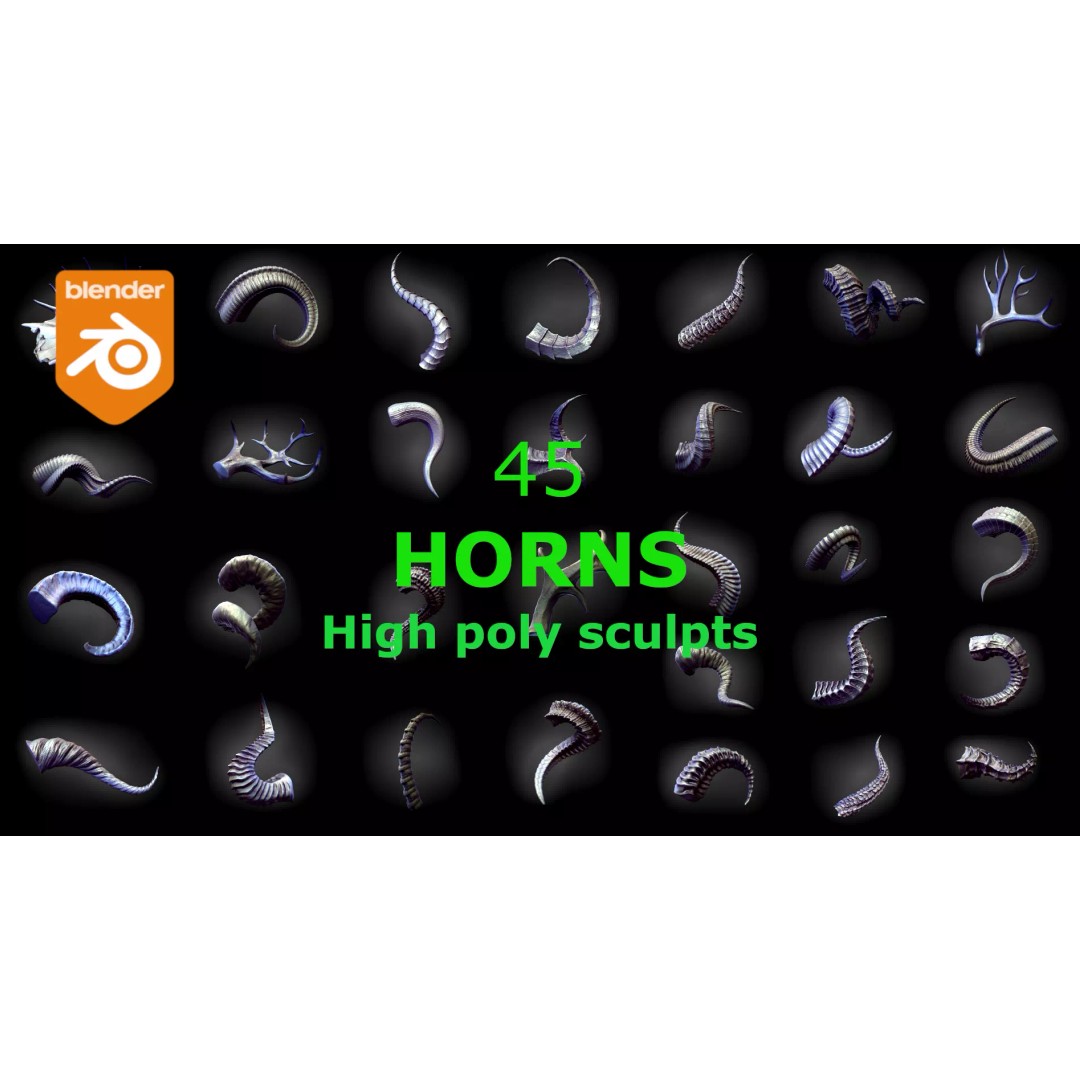 Horns 3D Model – High Poly Sculpt Collection for Blender - View 2