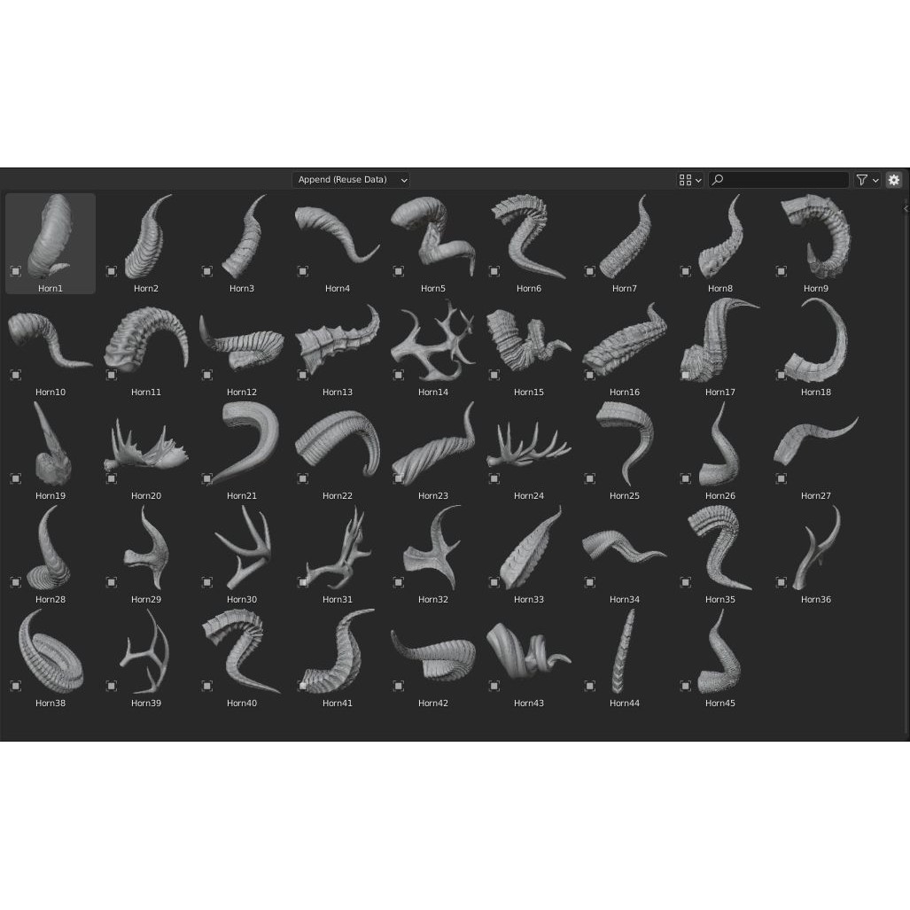 Horns 3D Model – High Poly Sculpt Collection for Blender - View 3