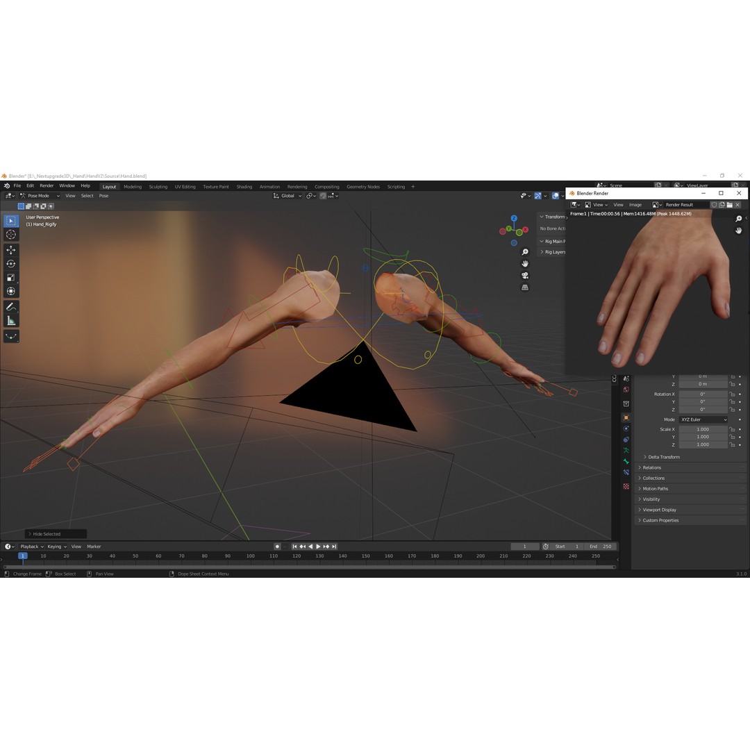 Realistic Hand 3D Model – Low Poly Rigged Character for Games, FBX - View 16