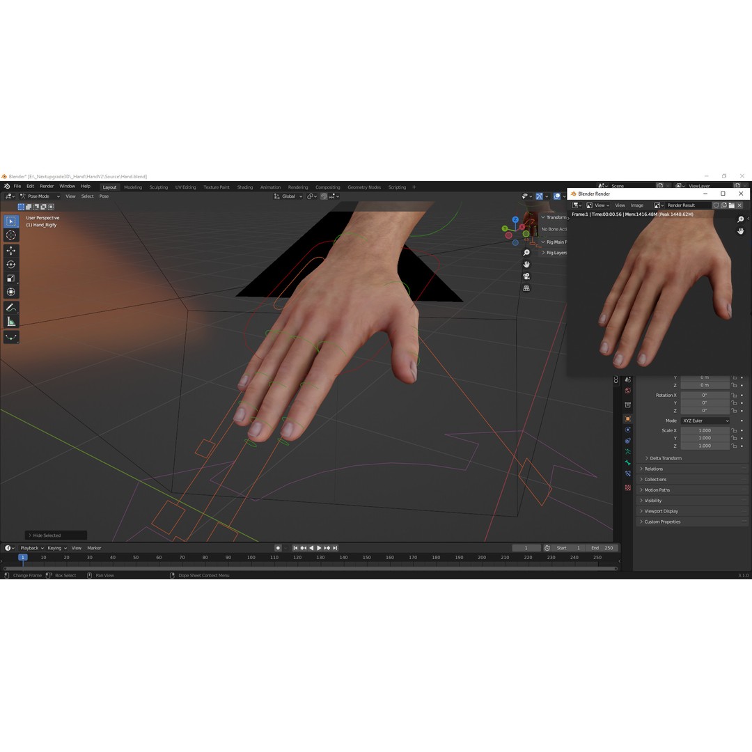Realistic Hand 3D Model – Low Poly Rigged Character for Games, FBX - View 17