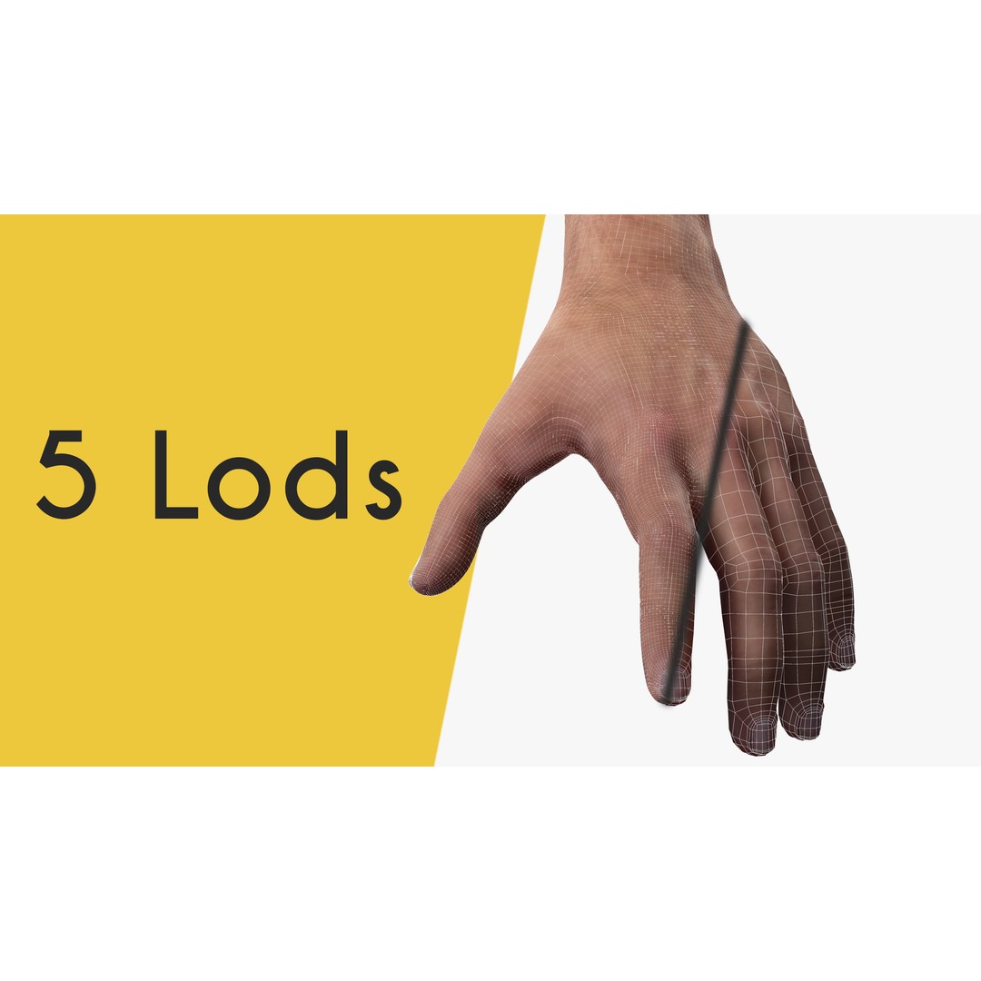 Realistic Hand 3D Model – Low Poly Rigged Character for Games, FBX - View 4