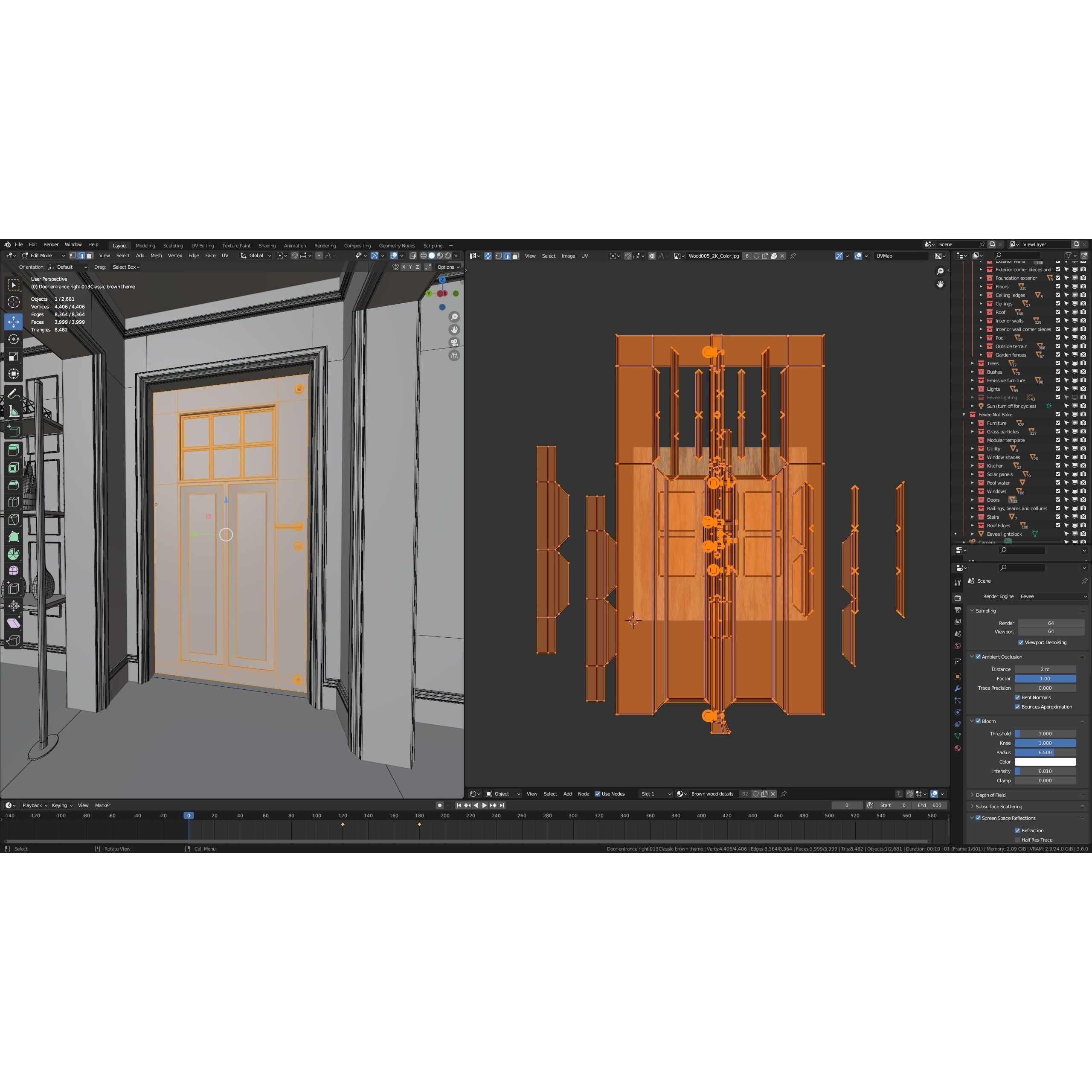 Modular Classic Style American House - Low-Poly Game-Ready 3D Model