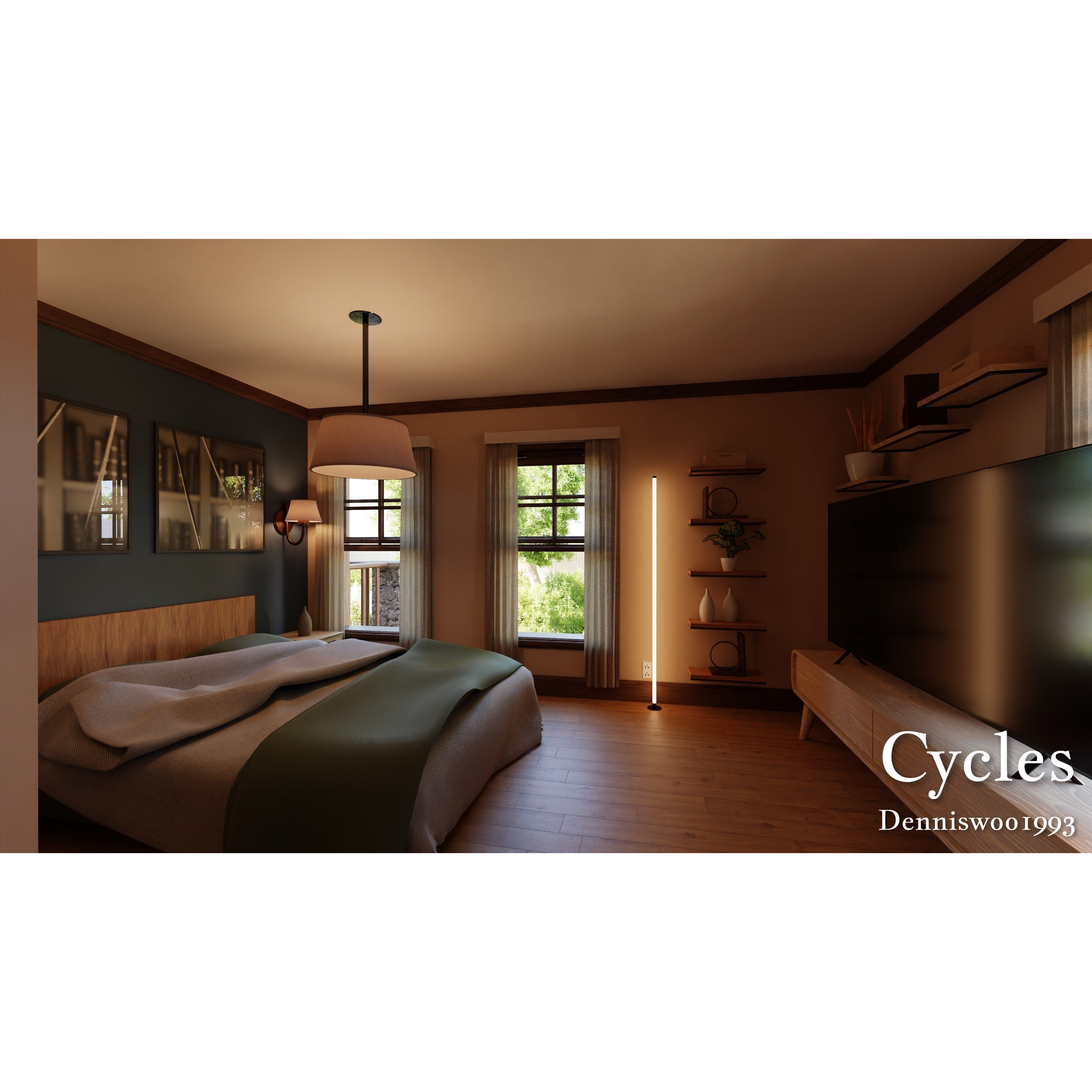 Modular Classic Style American House - Low-Poly Game-Ready 3D Model - View 12