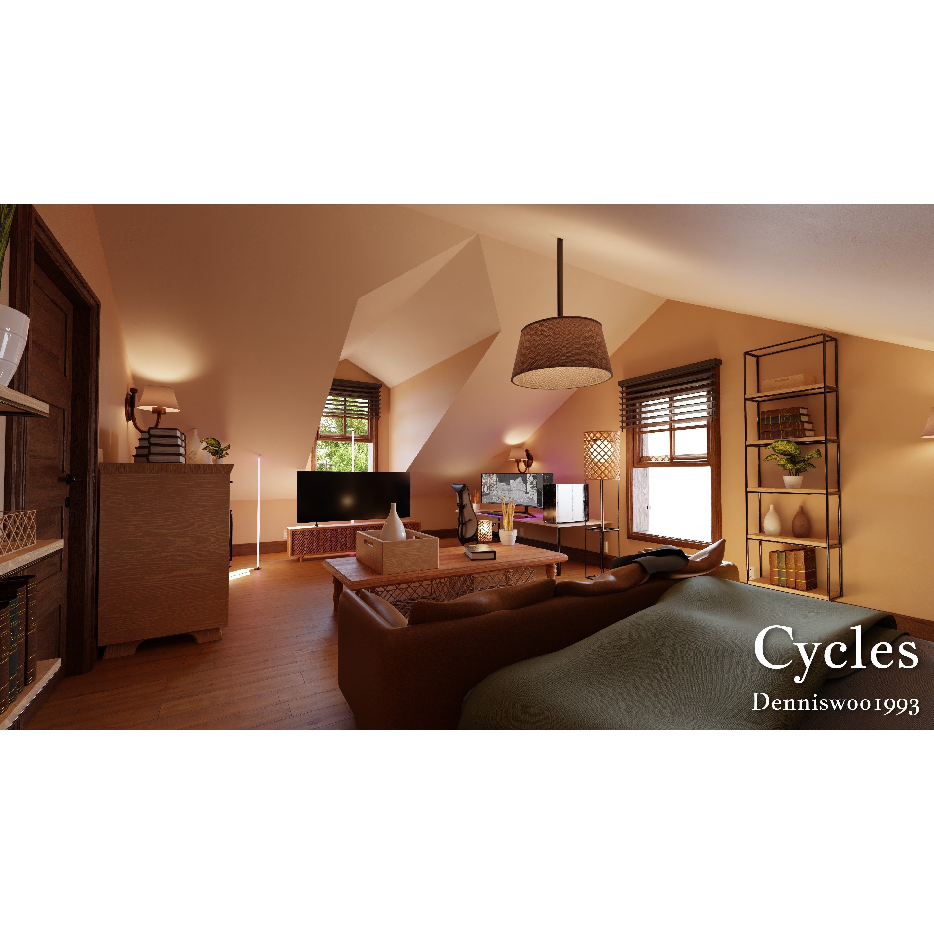 Modular Classic Style American House - Low-Poly Game-Ready 3D Model - View 14