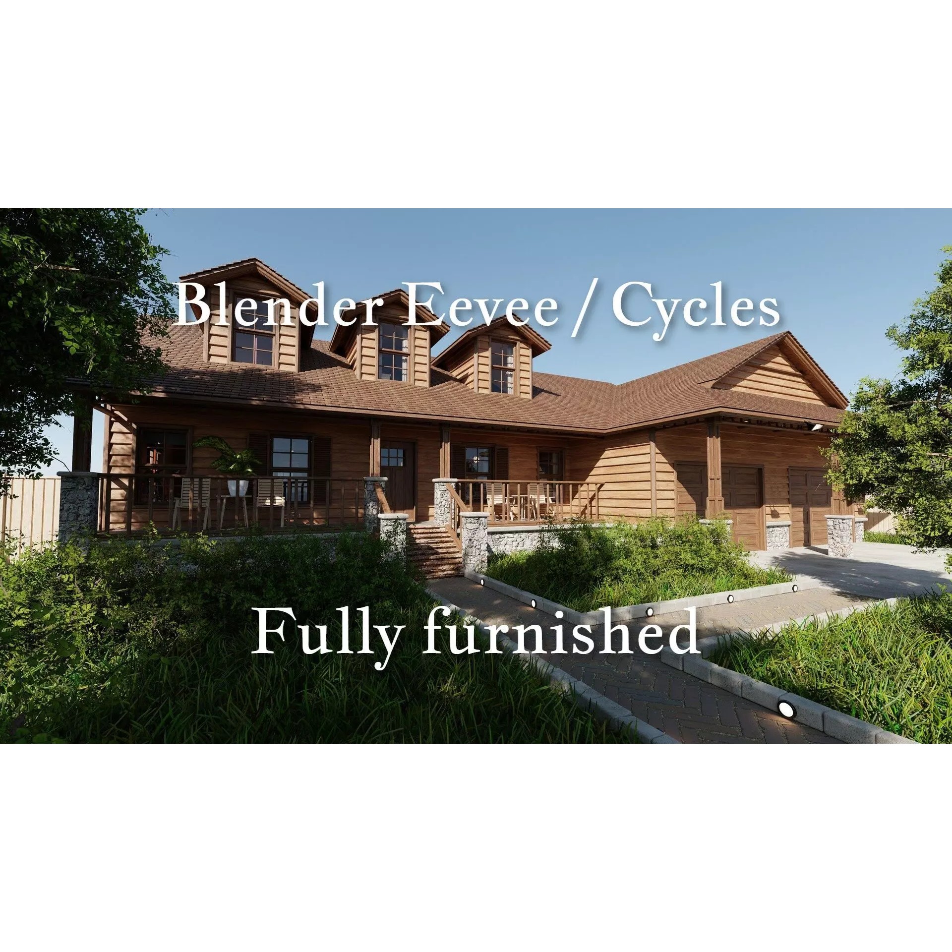 Modular Classic Style American House - Low-Poly Game-Ready 3D Model - View 2