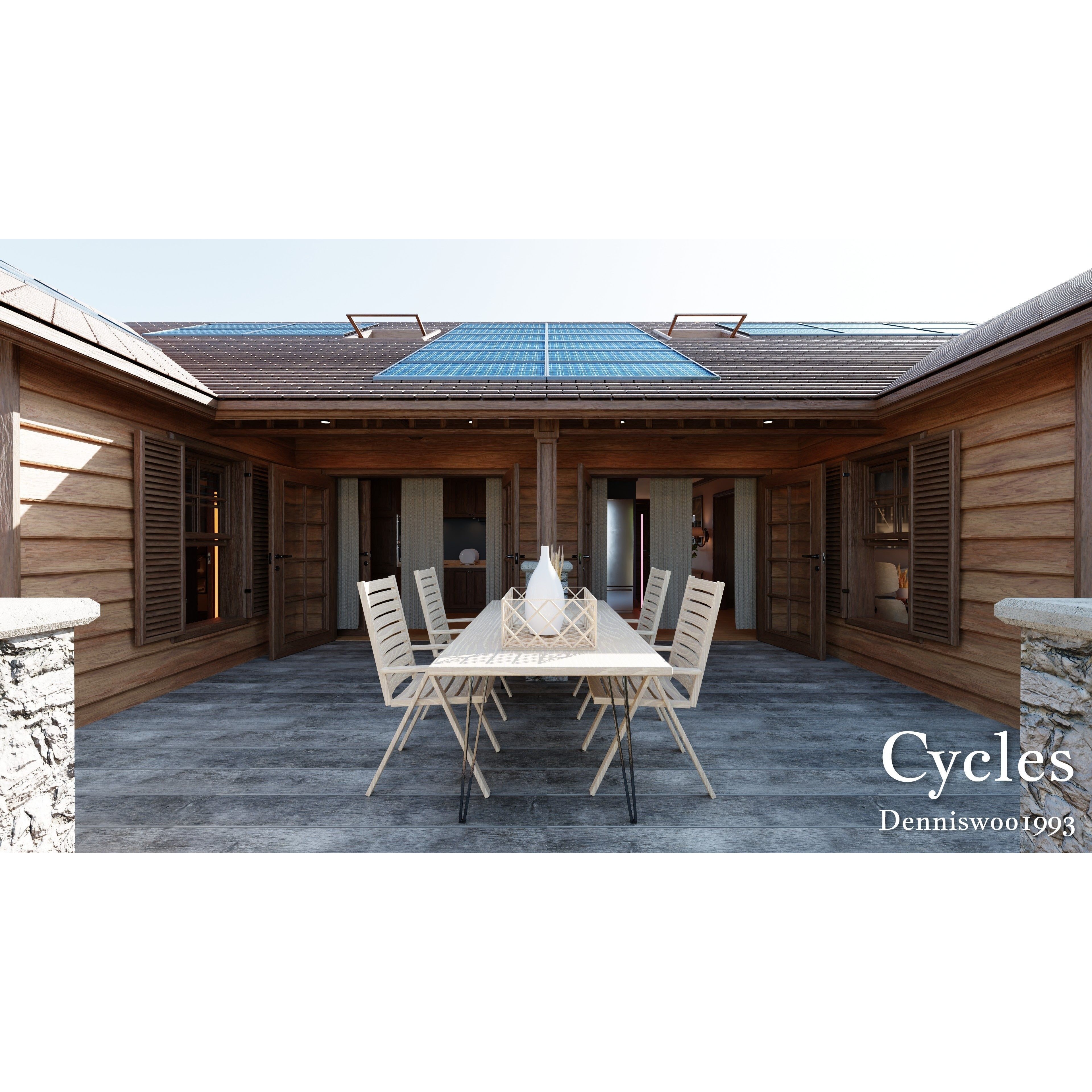 Modular Classic Style American House - Low-Poly Game-Ready 3D Model - View 23