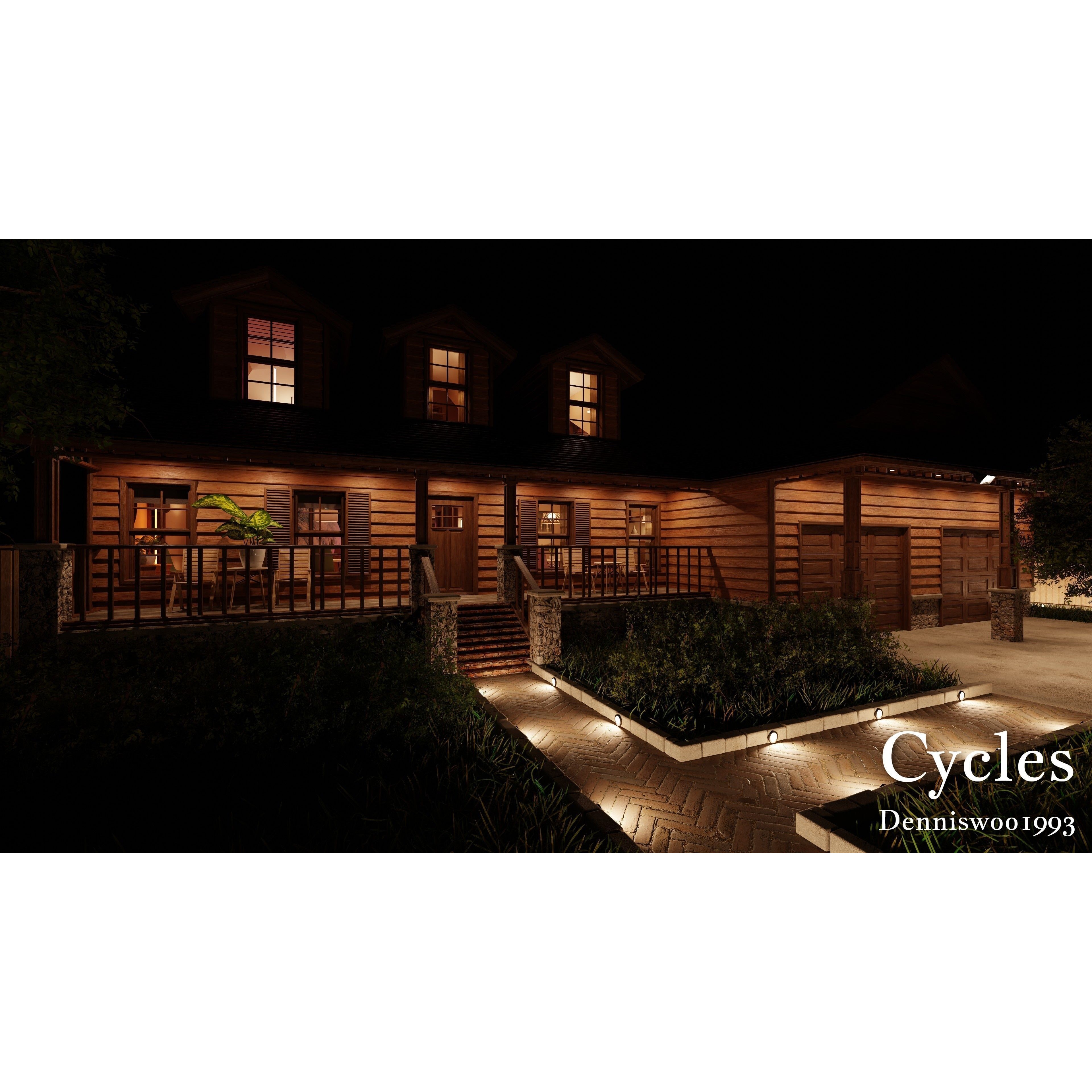 Modular Classic Style American House - Low-Poly Game-Ready 3D Model - View 27