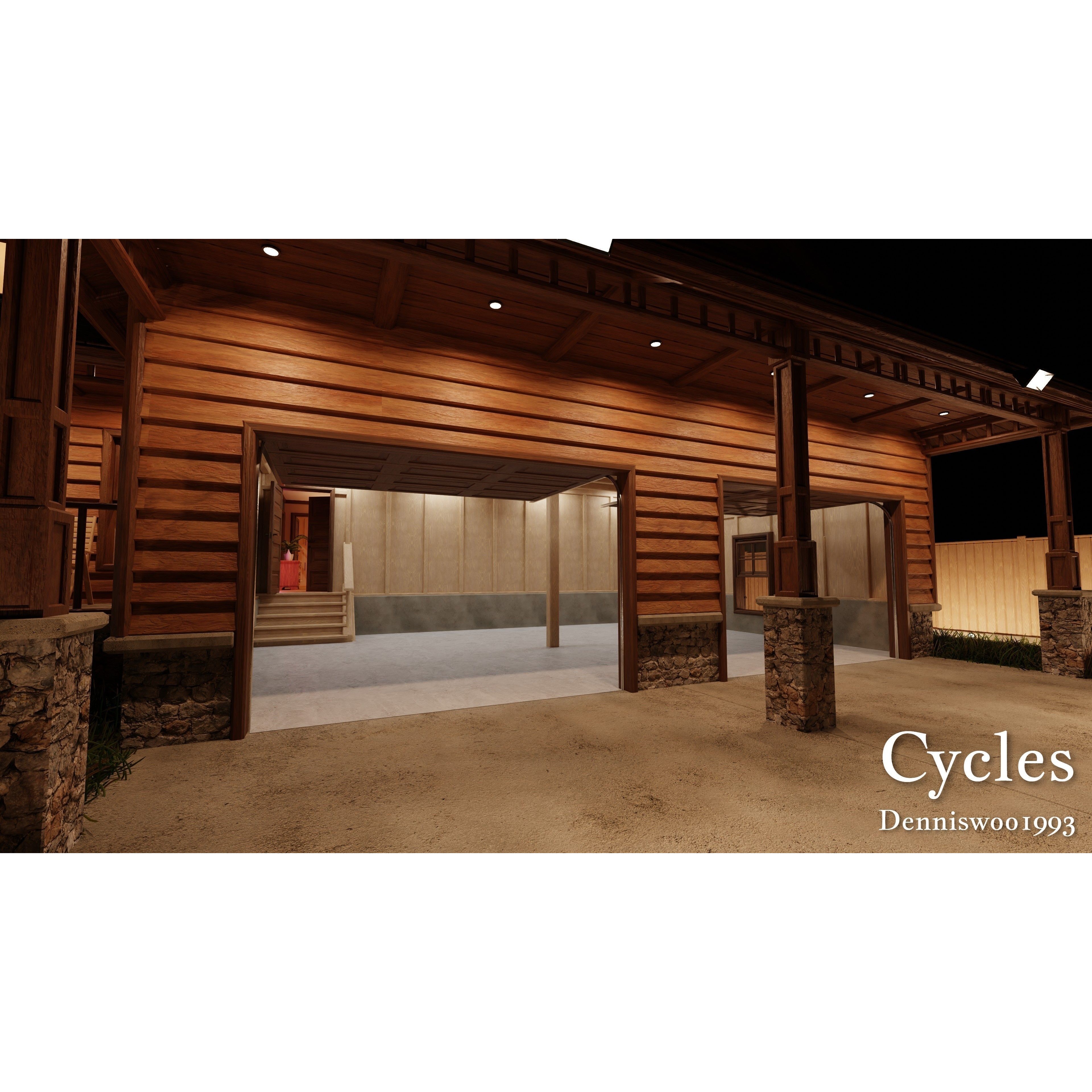 Modular Classic Style American House - Low-Poly Game-Ready 3D Model - View 36