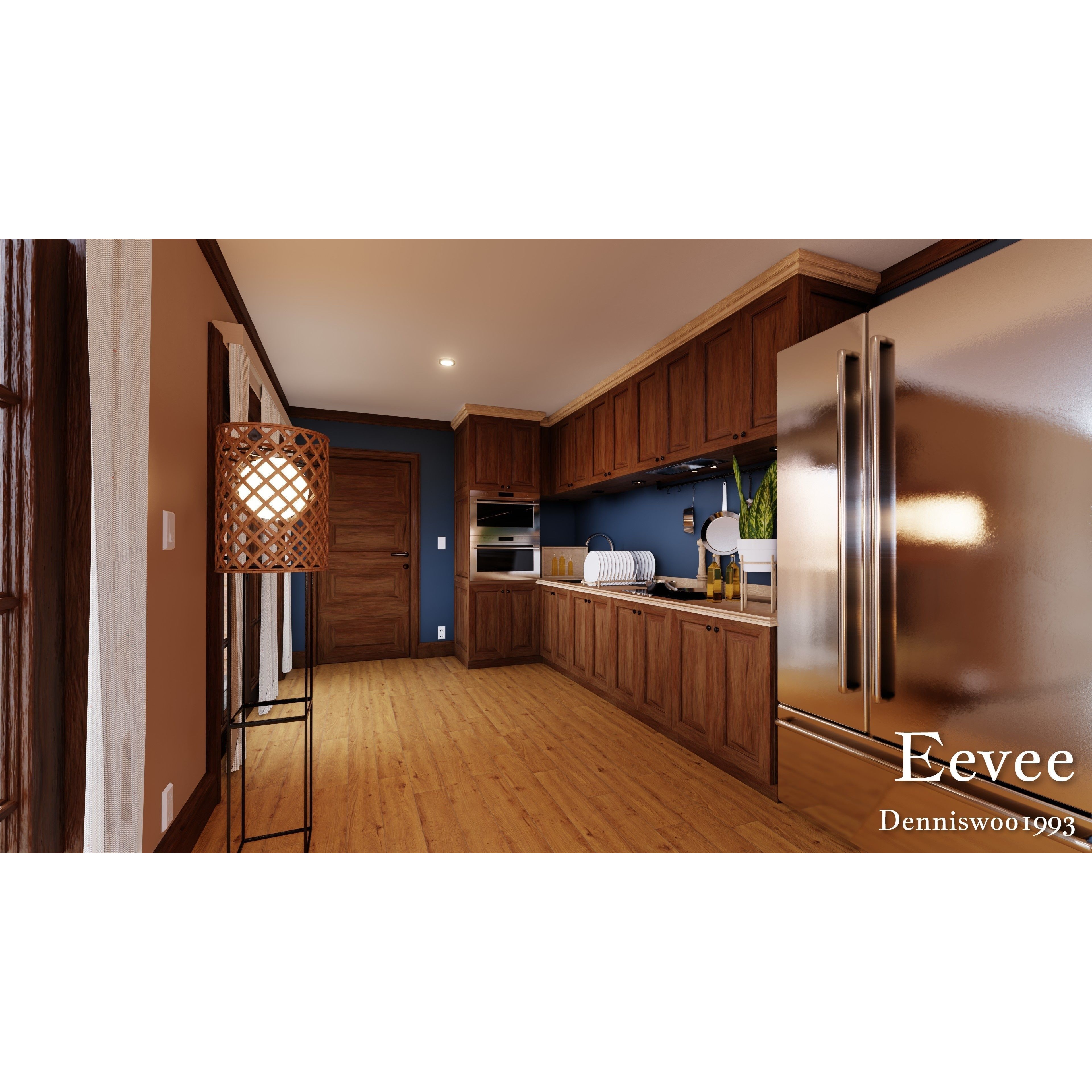 Modular Classic Style American House - Low-Poly Game-Ready 3D Model - View 39