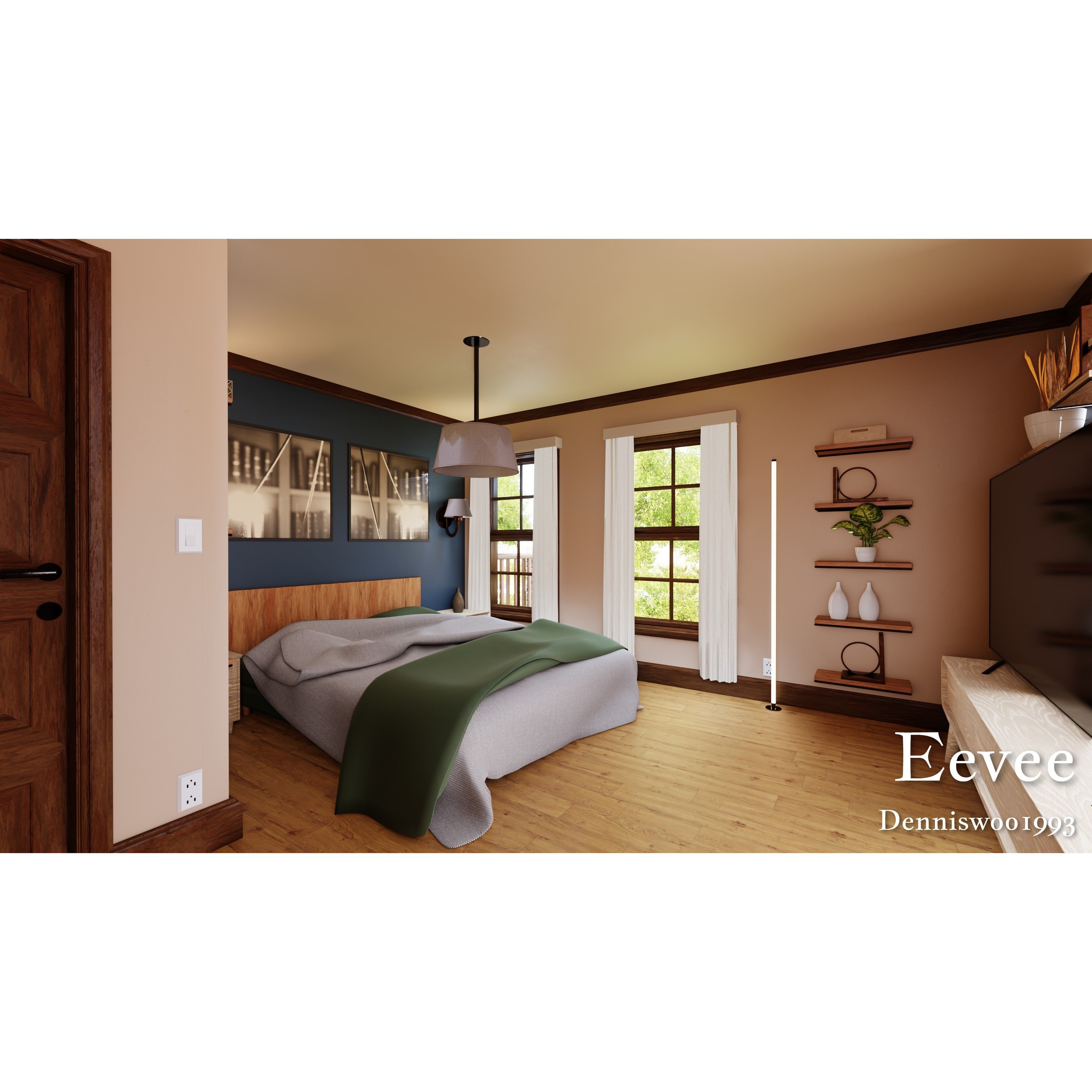 Modular Classic Style American House - Low-Poly Game-Ready 3D Model - View 41