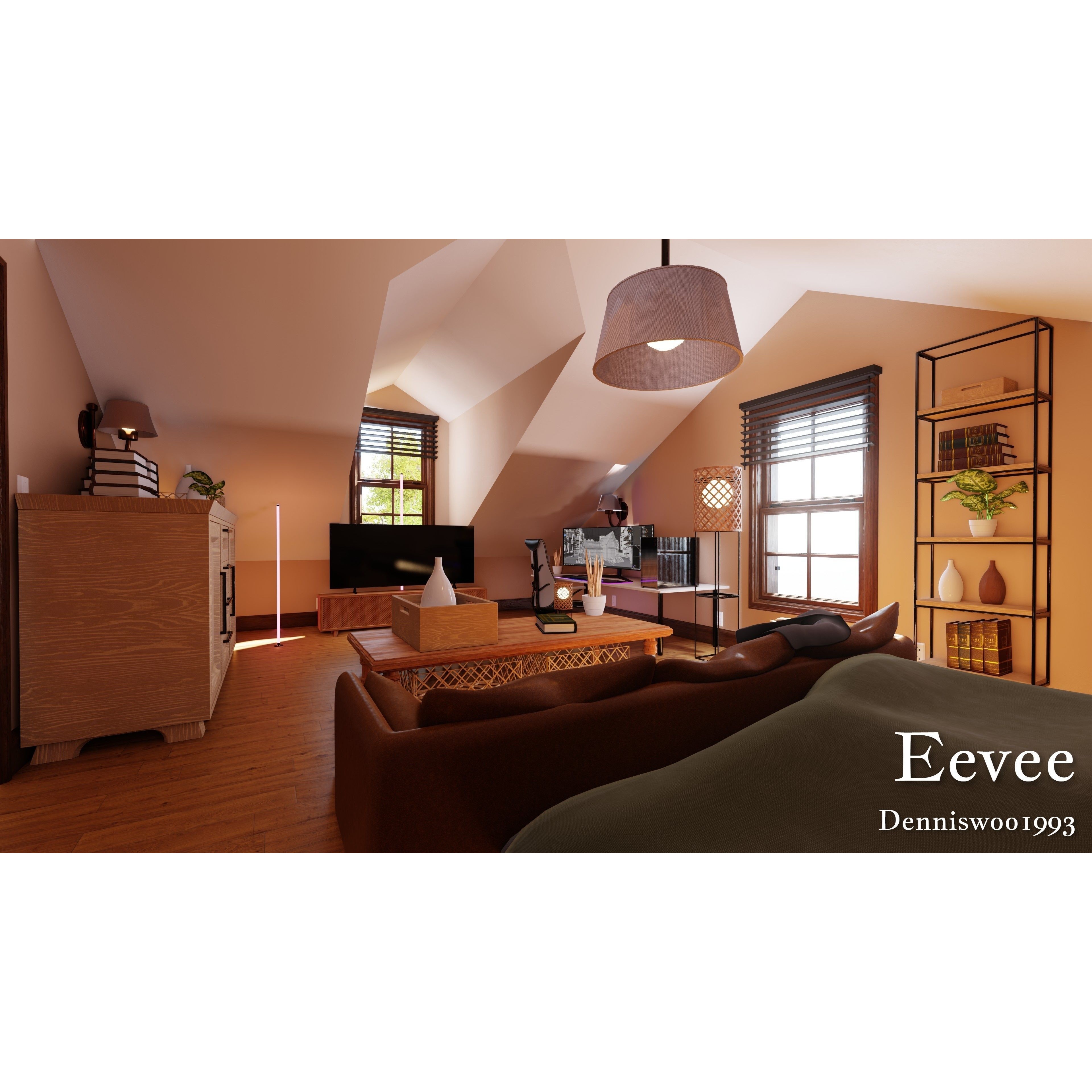 Modular Classic Style American House - Low-Poly Game-Ready 3D Model - View 45