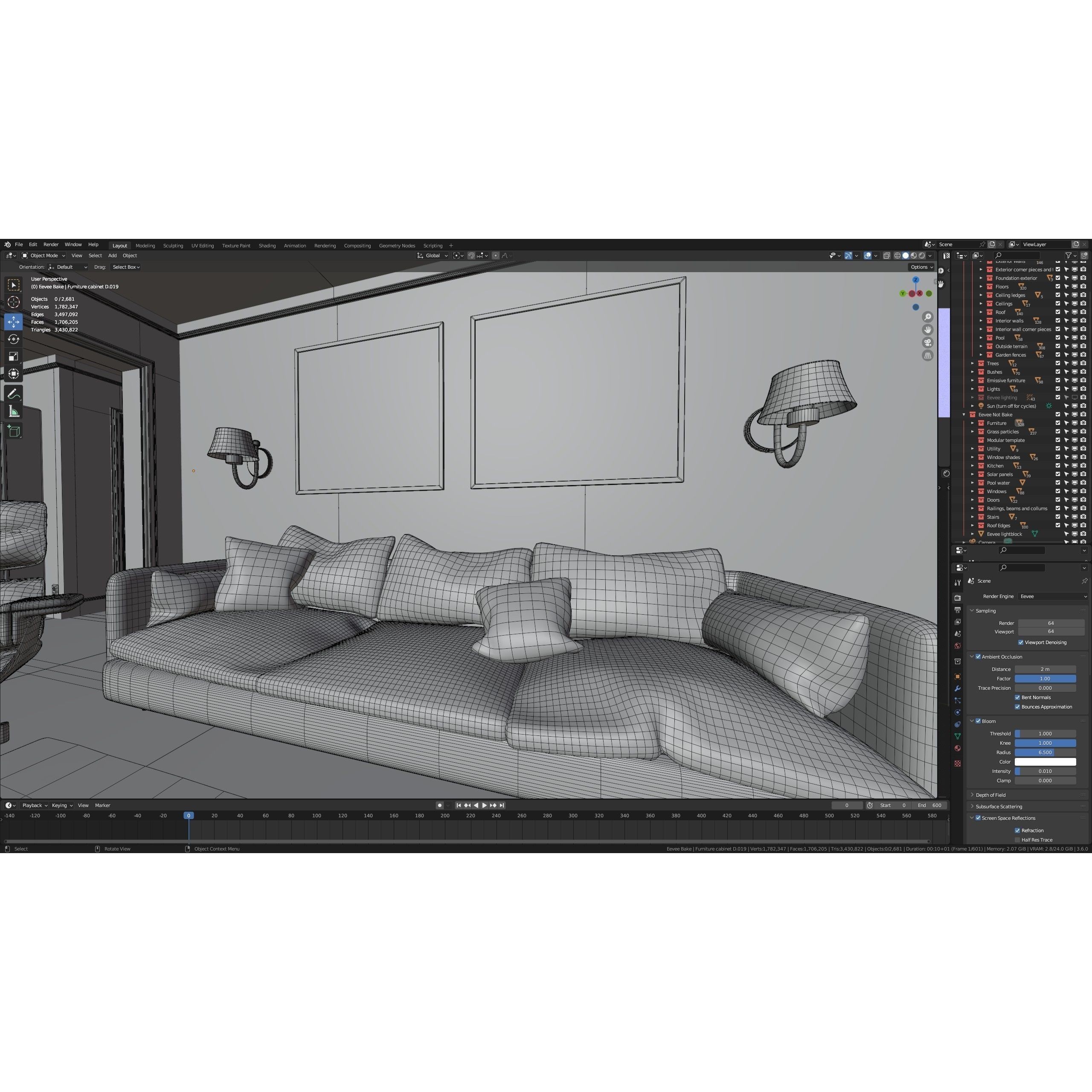 Modular Classic Style American House - Low-Poly Game-Ready 3D Model - View 56