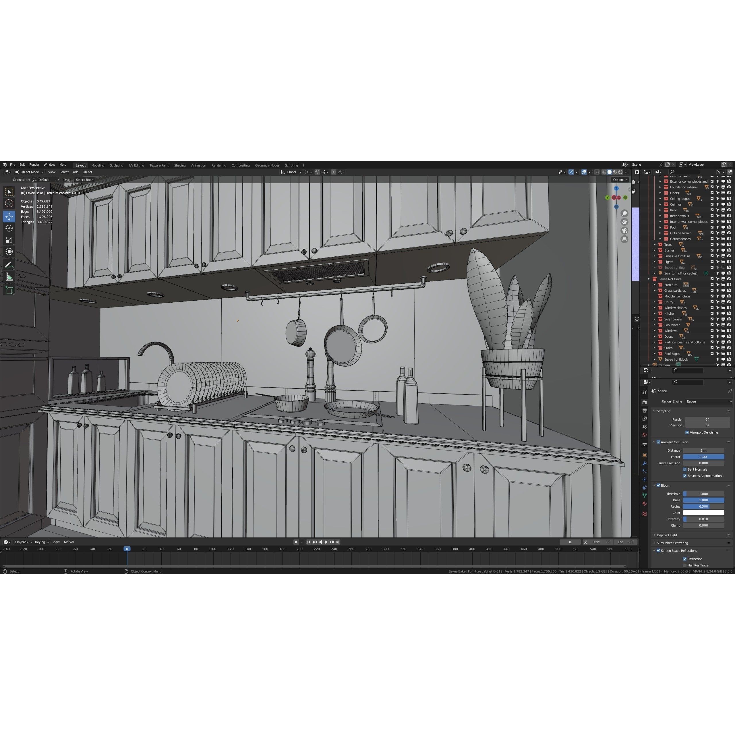 Modular Classic Style American House - Low-Poly Game-Ready 3D Model - View 57