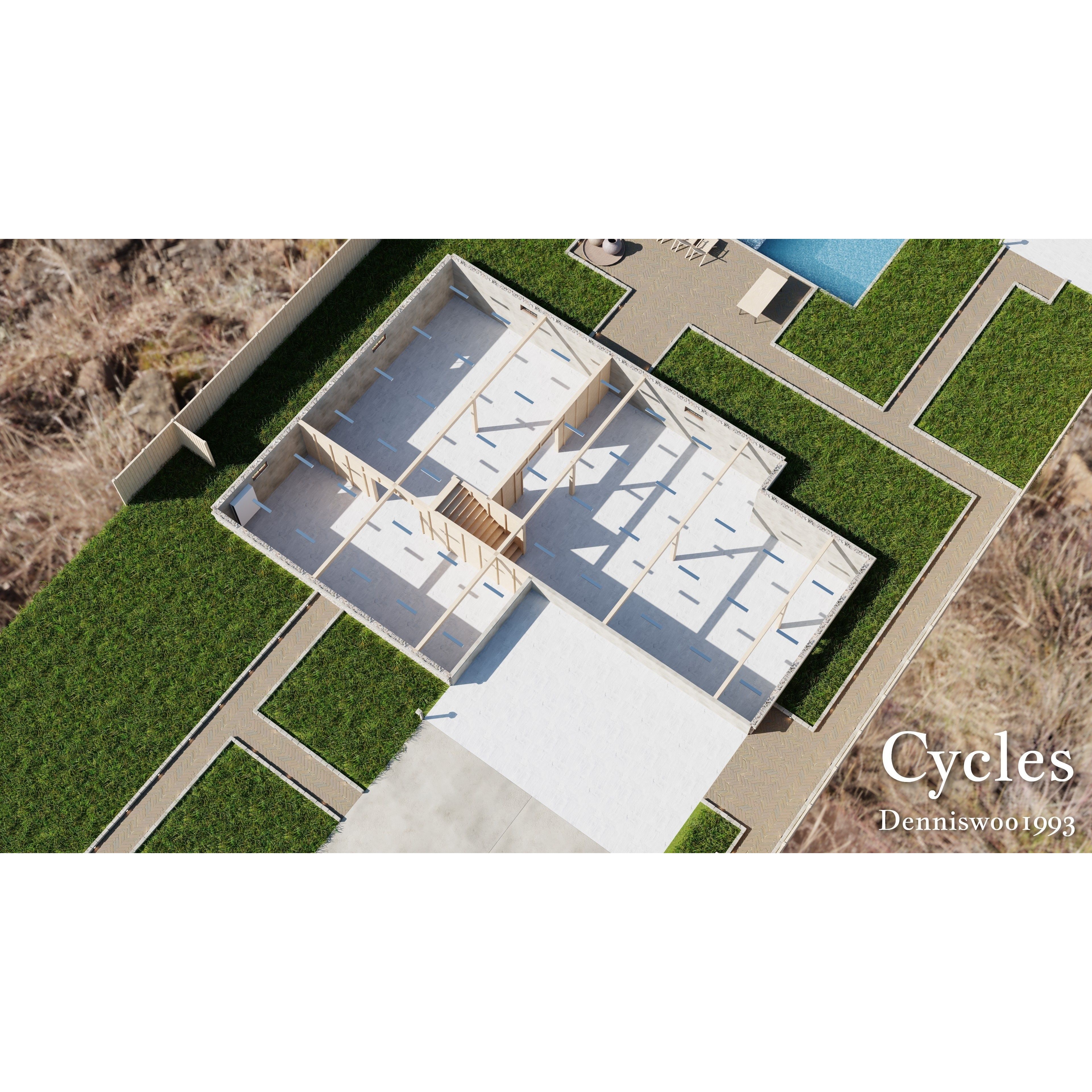 Modular Classic Style American House - Low-Poly Game-Ready 3D Model - View 6