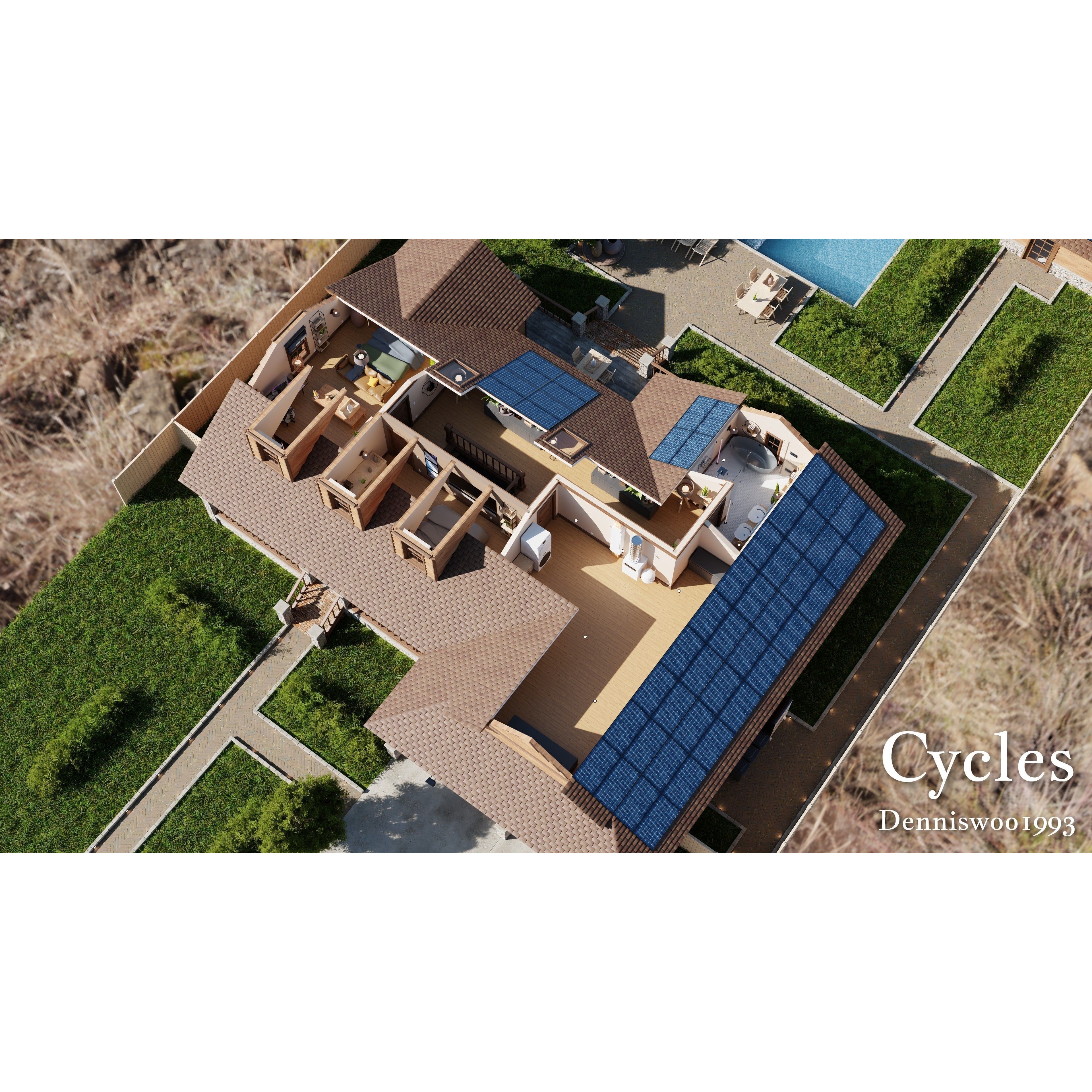 Modular Classic Style American House - Low-Poly Game-Ready 3D Model - View 8