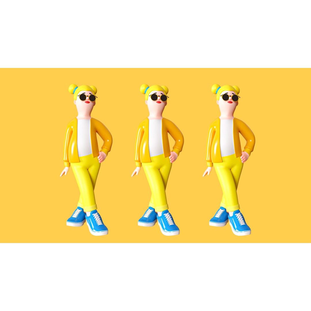Cartoon Characters 3D Model – Low Poly Stylized Rigged Collection, FBX, OBJ - View 15