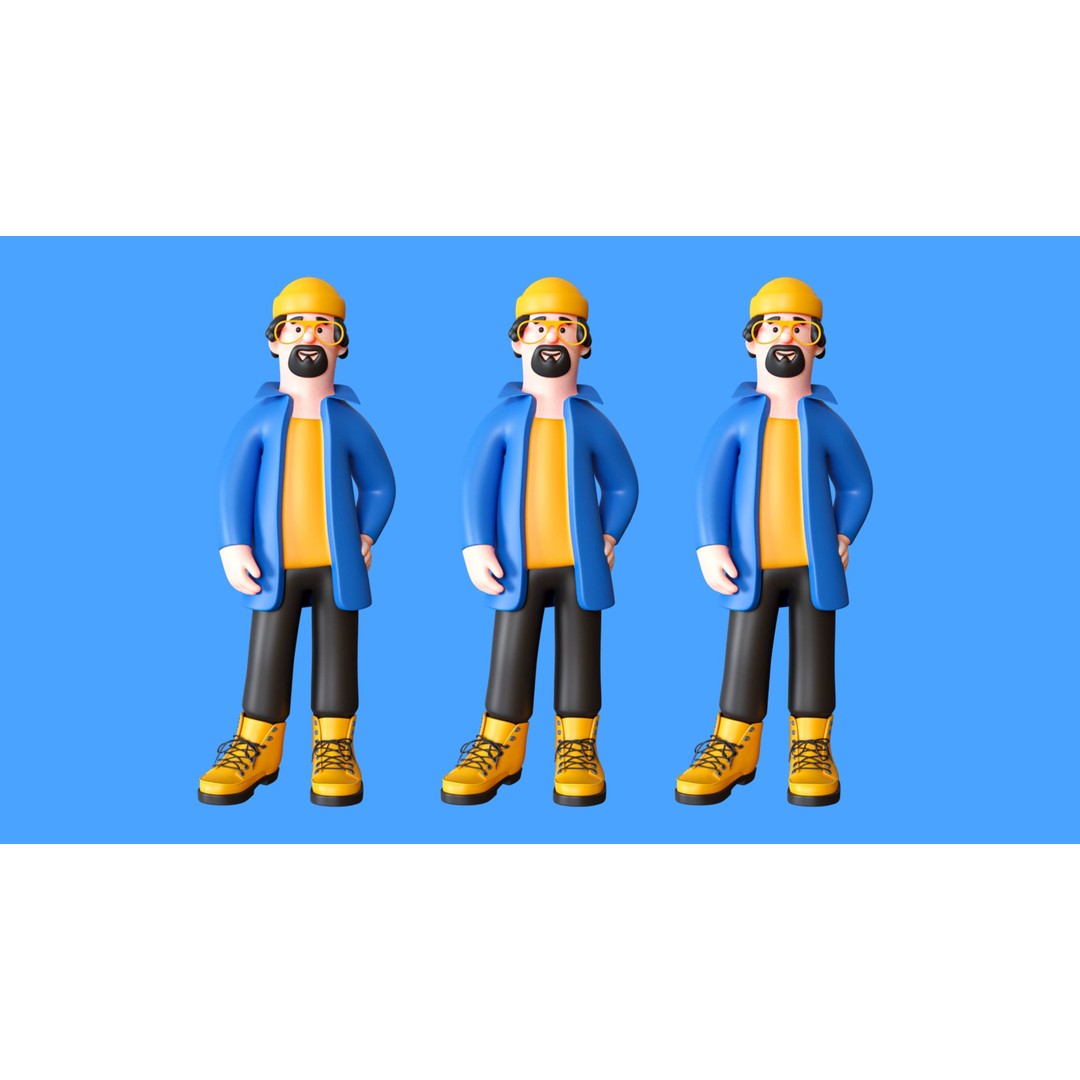 Cartoon Characters 3D Model – Low Poly Stylized Rigged Collection, FBX, OBJ - View 16