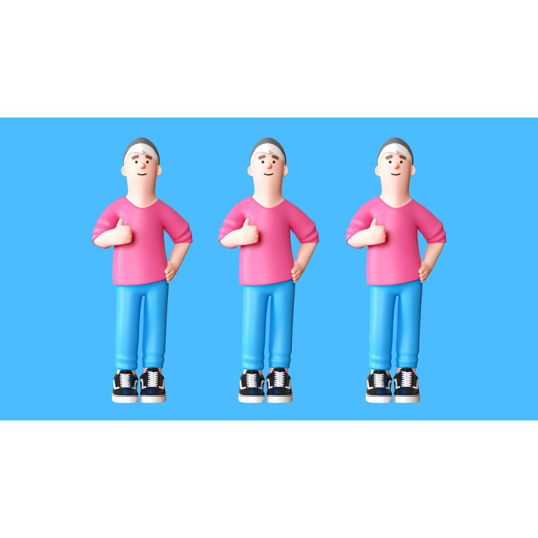 Cartoon Characters 3D Model – Low Poly Stylized Rigged Collection, FBX, OBJ - View 17
