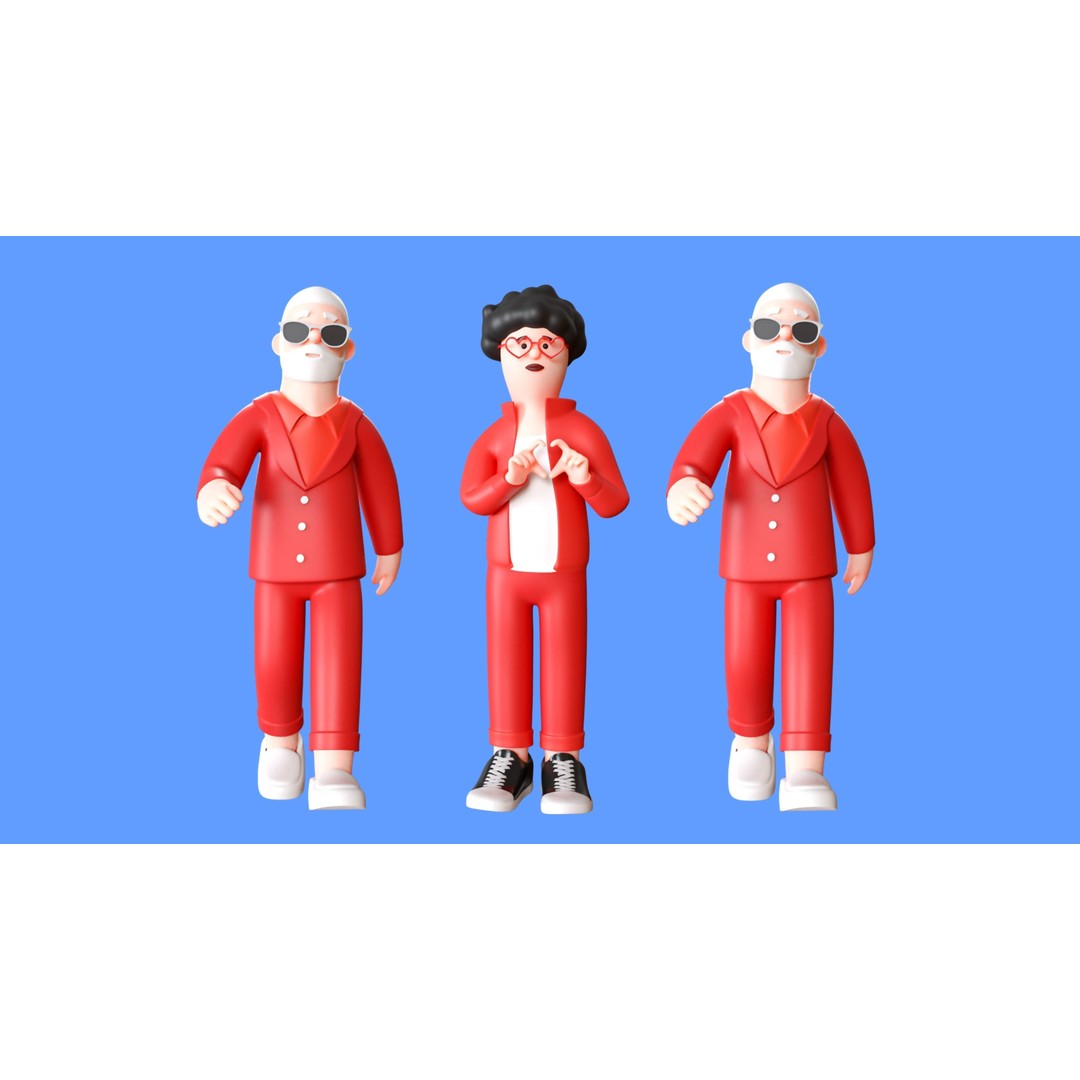 Cartoon Characters 3D Model – Low Poly Stylized Rigged Collection, FBX, OBJ - View 18