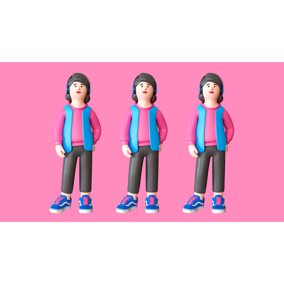Cartoon Characters 3D Model – Low Poly Stylized Rigged Collection, FBX, OBJ - View 20