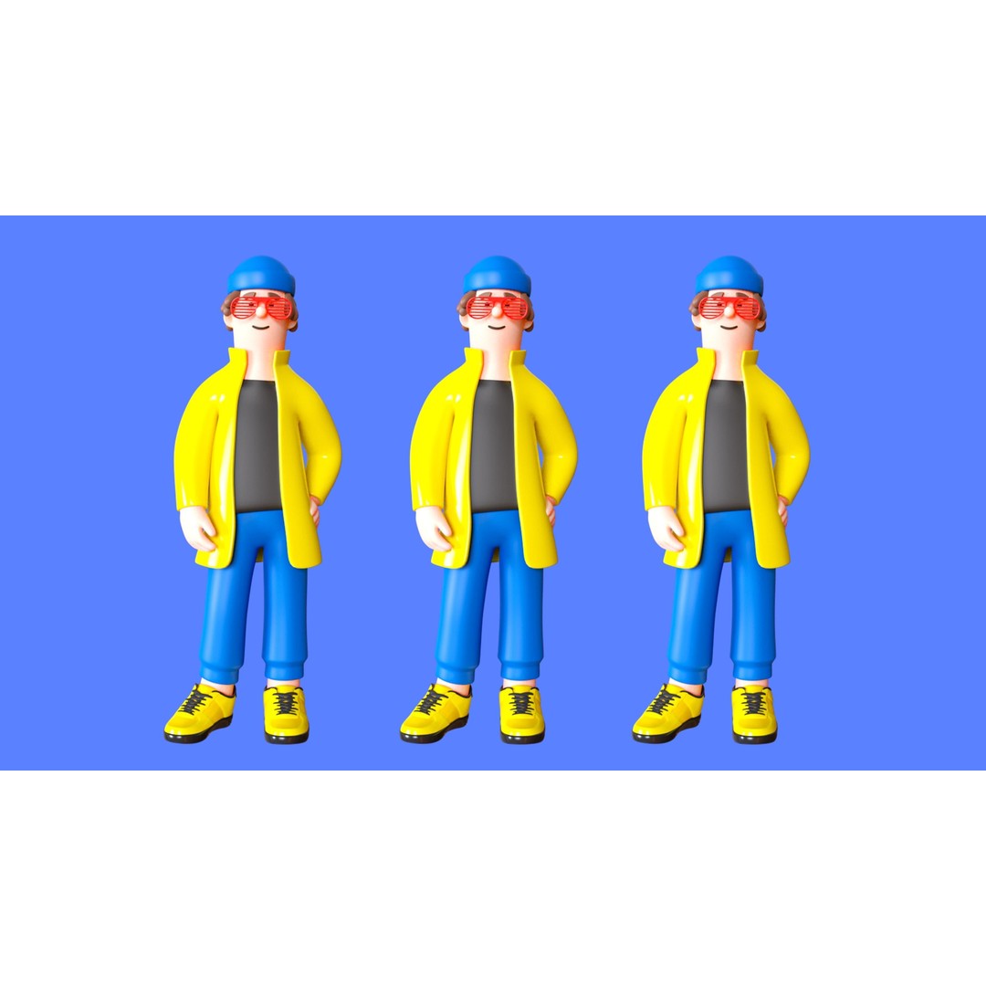 Cartoon Characters 3D Model – Low Poly Stylized Rigged Collection, FBX, OBJ - View 21