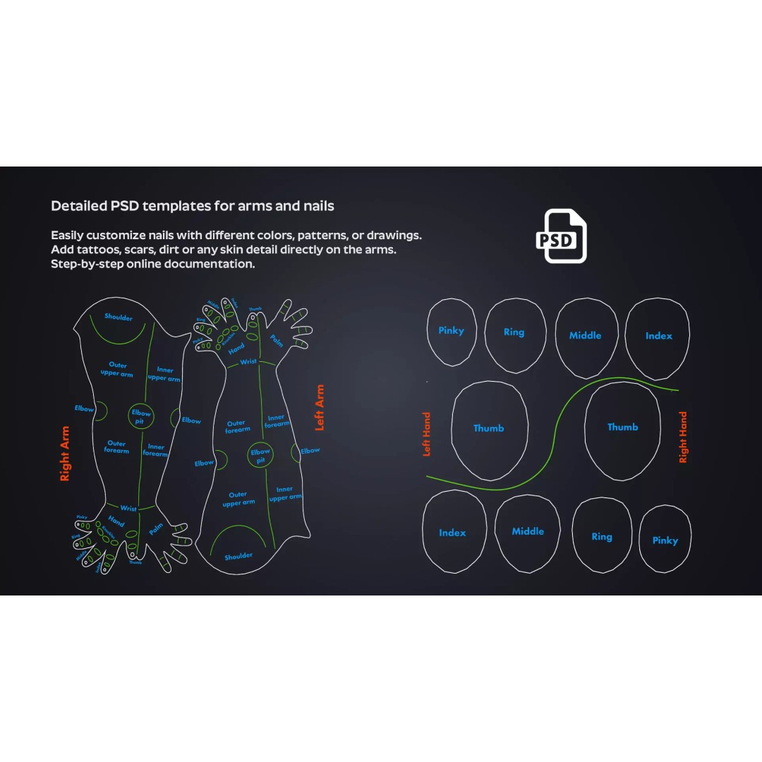 Realistic Female Arms 3D Model – Customizable Rigged Asset for Blender - View 12