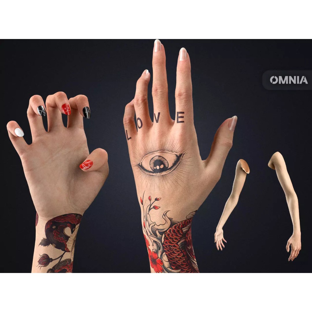 Realistic Female Arms 3D Model – Customizable Rigged Asset for Blender - View 2