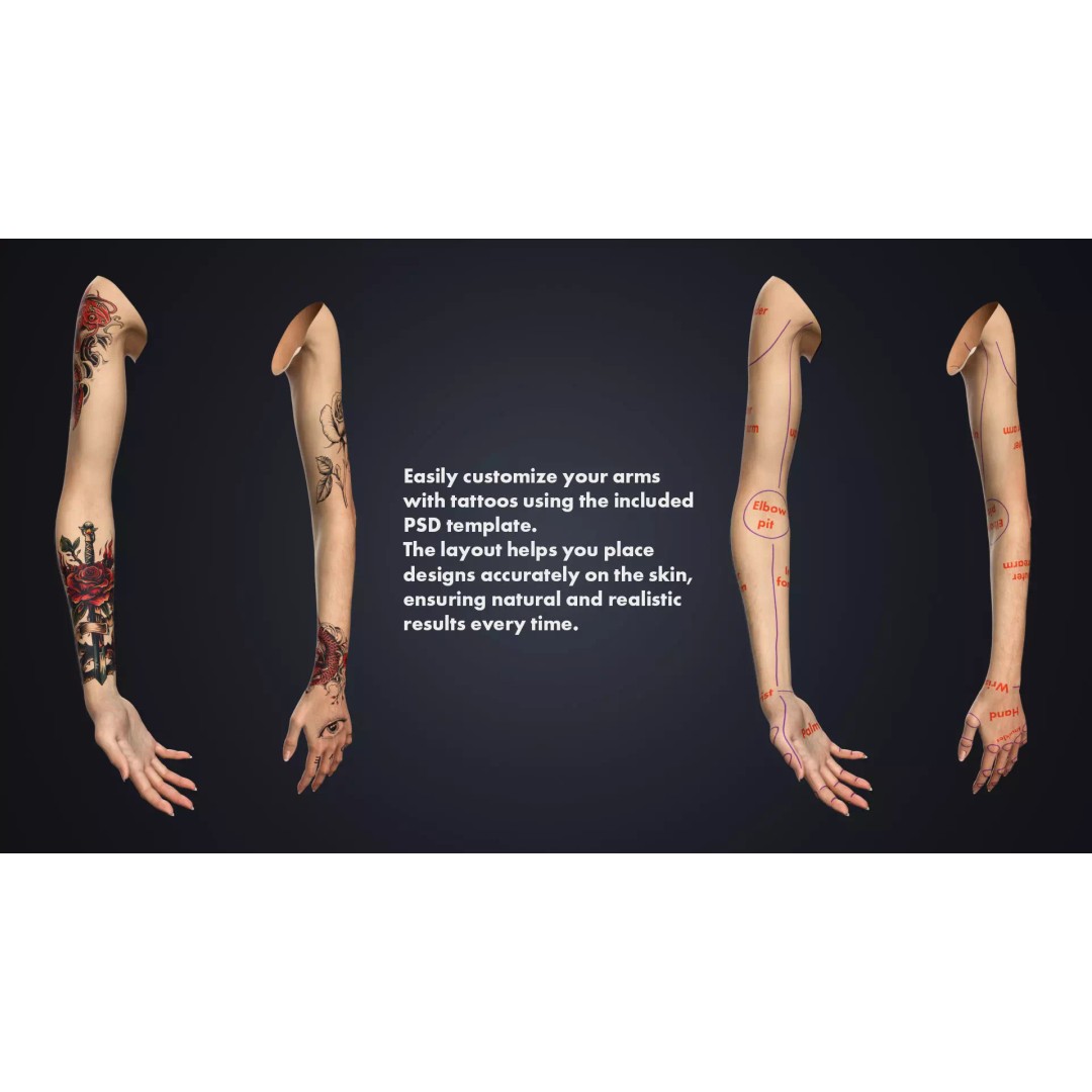 Realistic Female Arms 3D Model – Customizable Rigged Asset for Blender - View 8